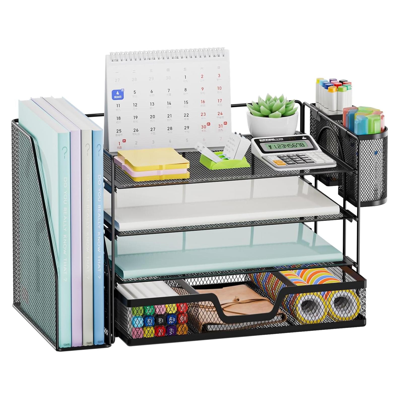 Organizador de Escritorio Marbrasse 4 Niveles Negro 39x23x21 cm