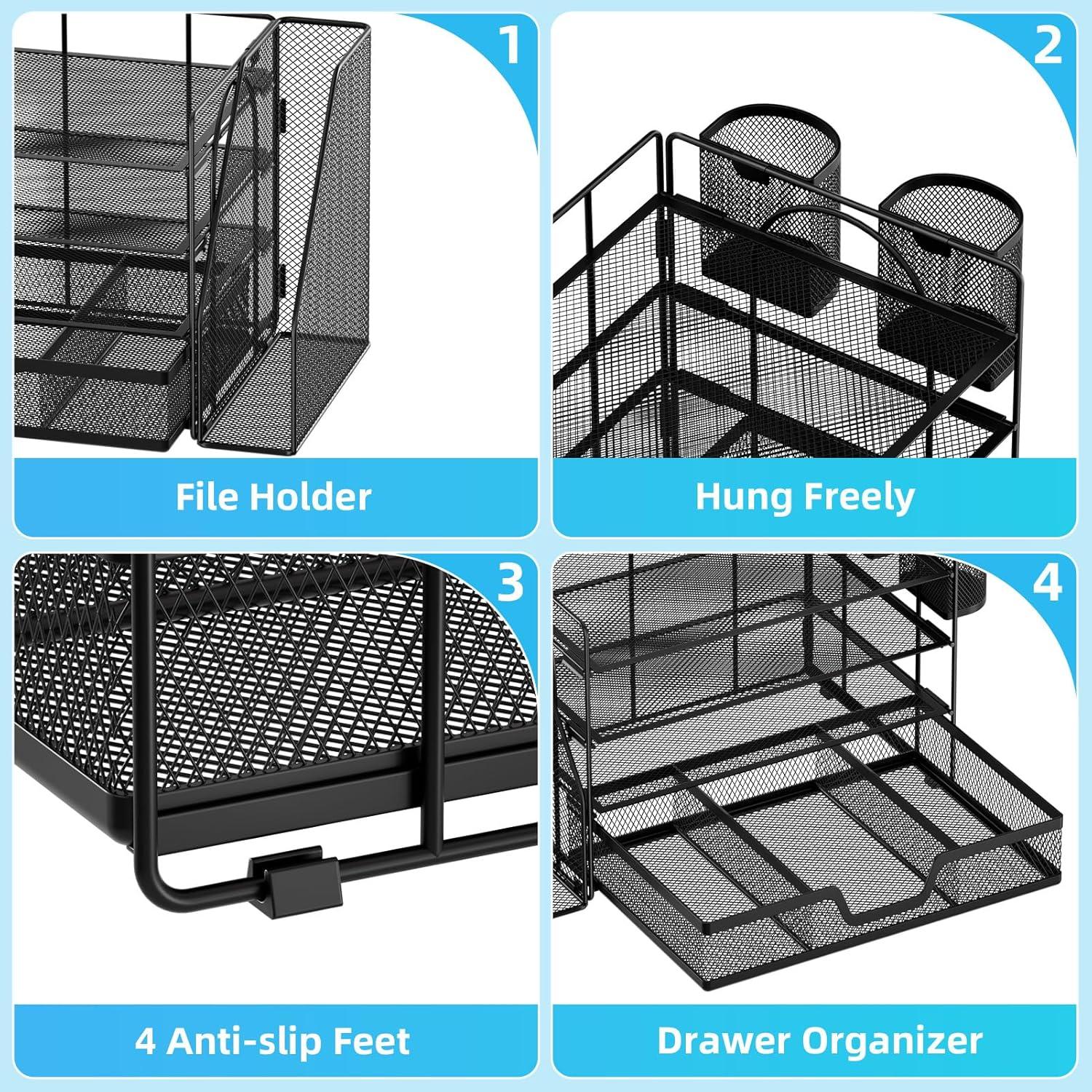 Organizador de Escritorio Marbrasse 4 Niveles Negro 39x23x21 cm