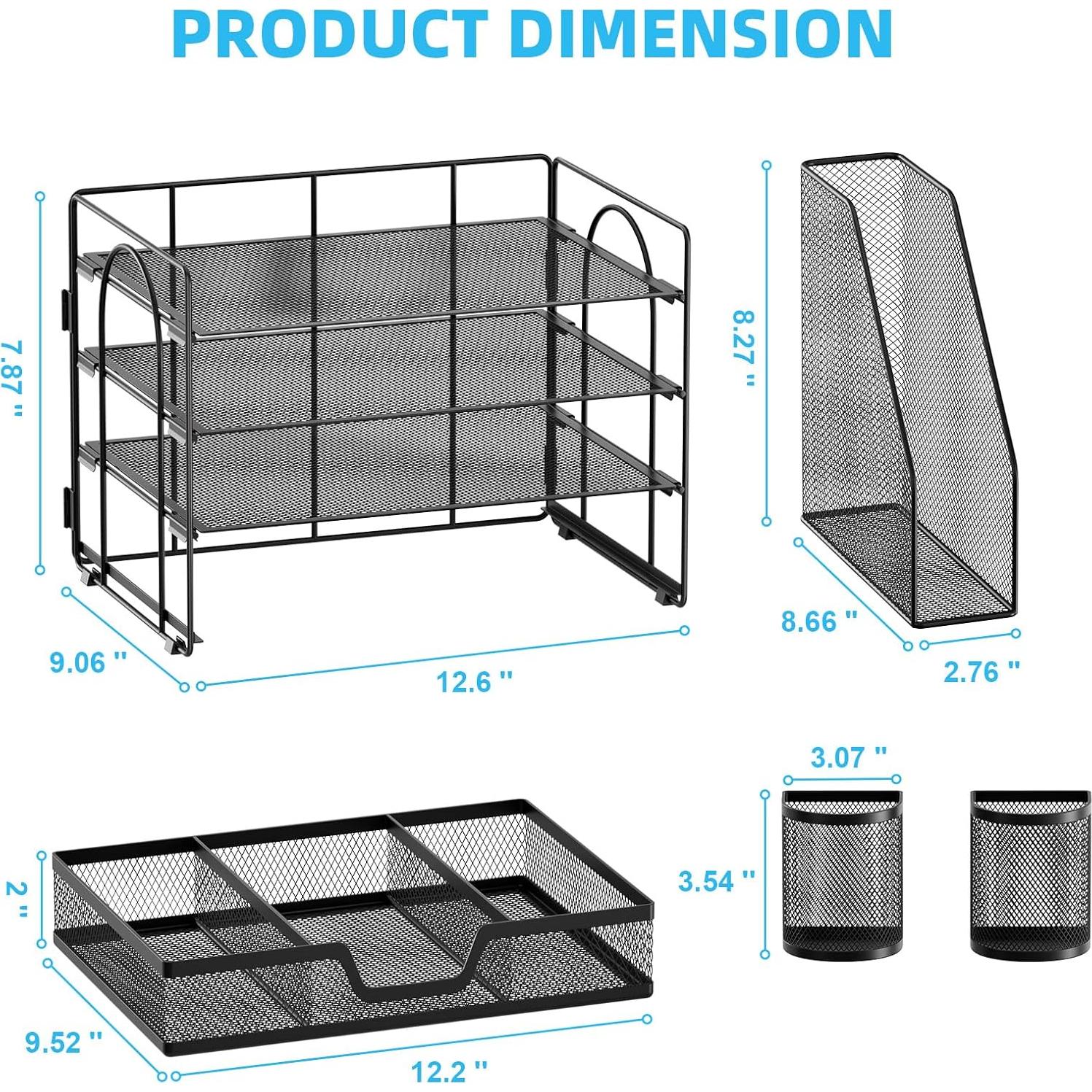 Organizador de Escritorio Marbrasse 4 Niveles Negro 39x23x21 cm