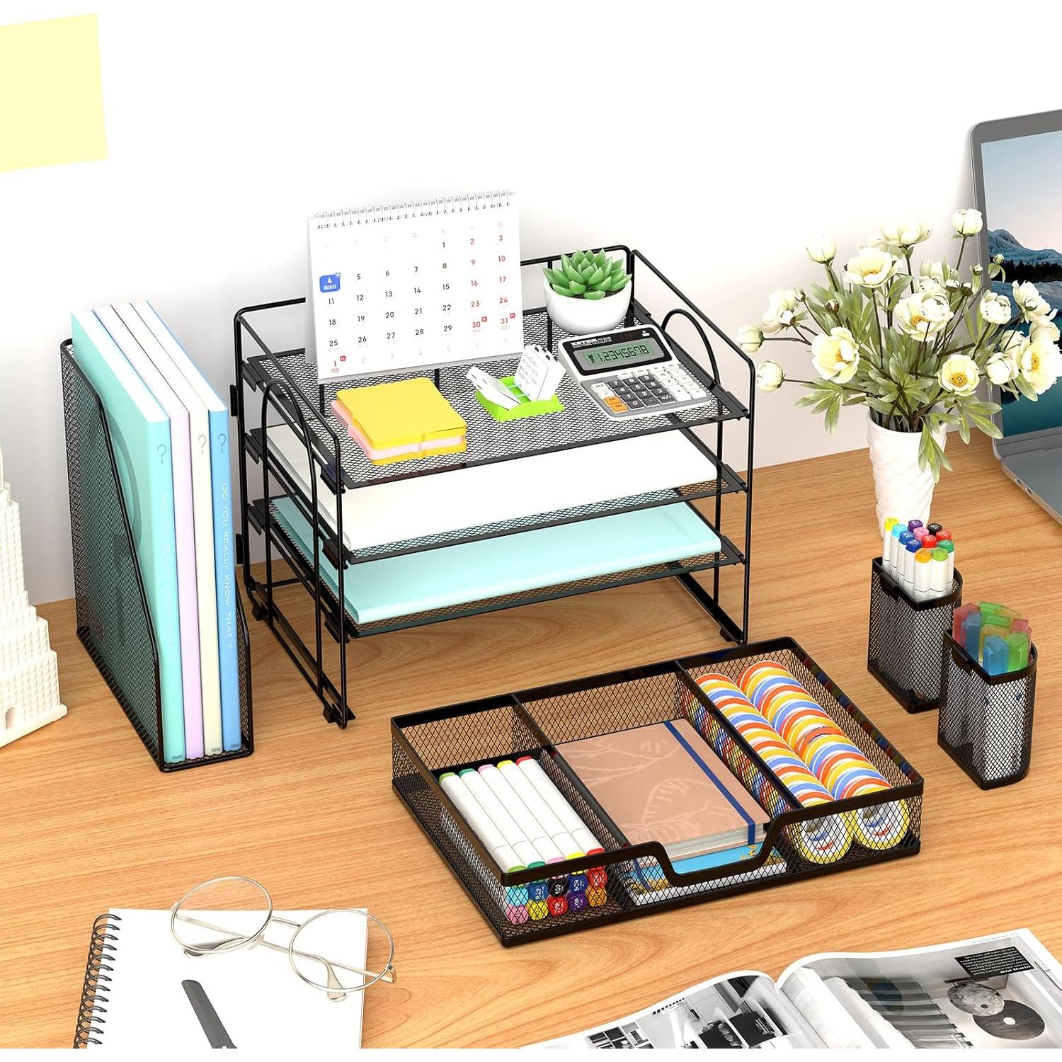 Organizador de Escritorio Marbrasse 4 Niveles Negro 39x23x21 cm