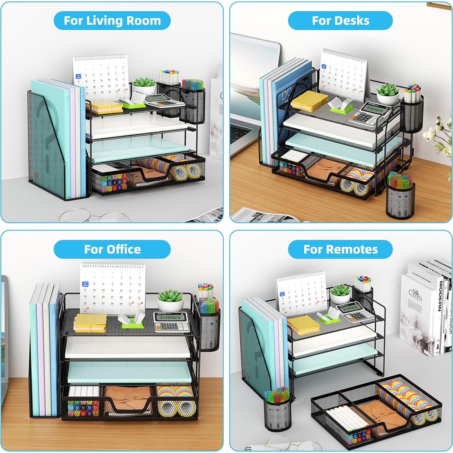 Organizador de Escritorio Marbrasse 4 Niveles Negro 39x23x21 cm