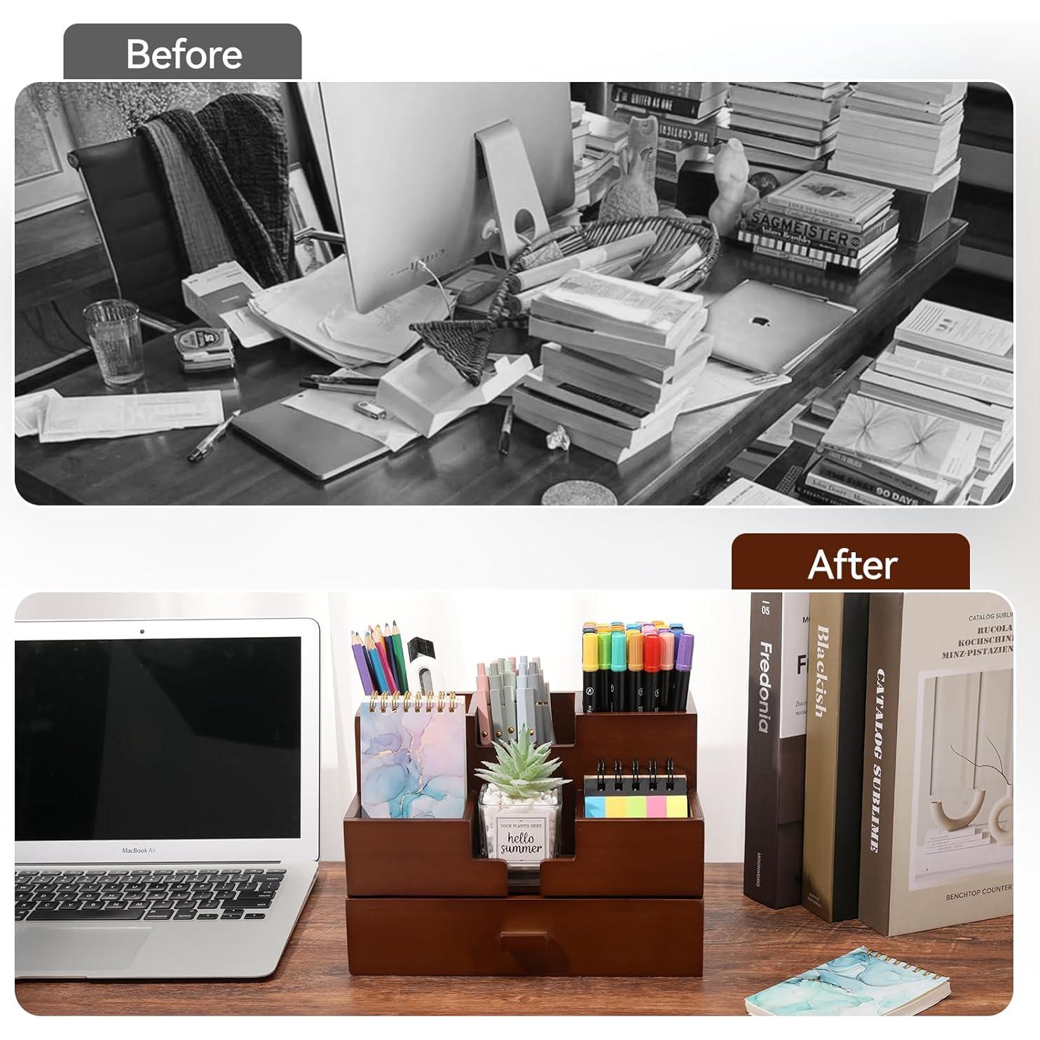 Organizador de Escritorio de Bambú Charmlife 3 Niveles 25.4x17.8x14.5 cm