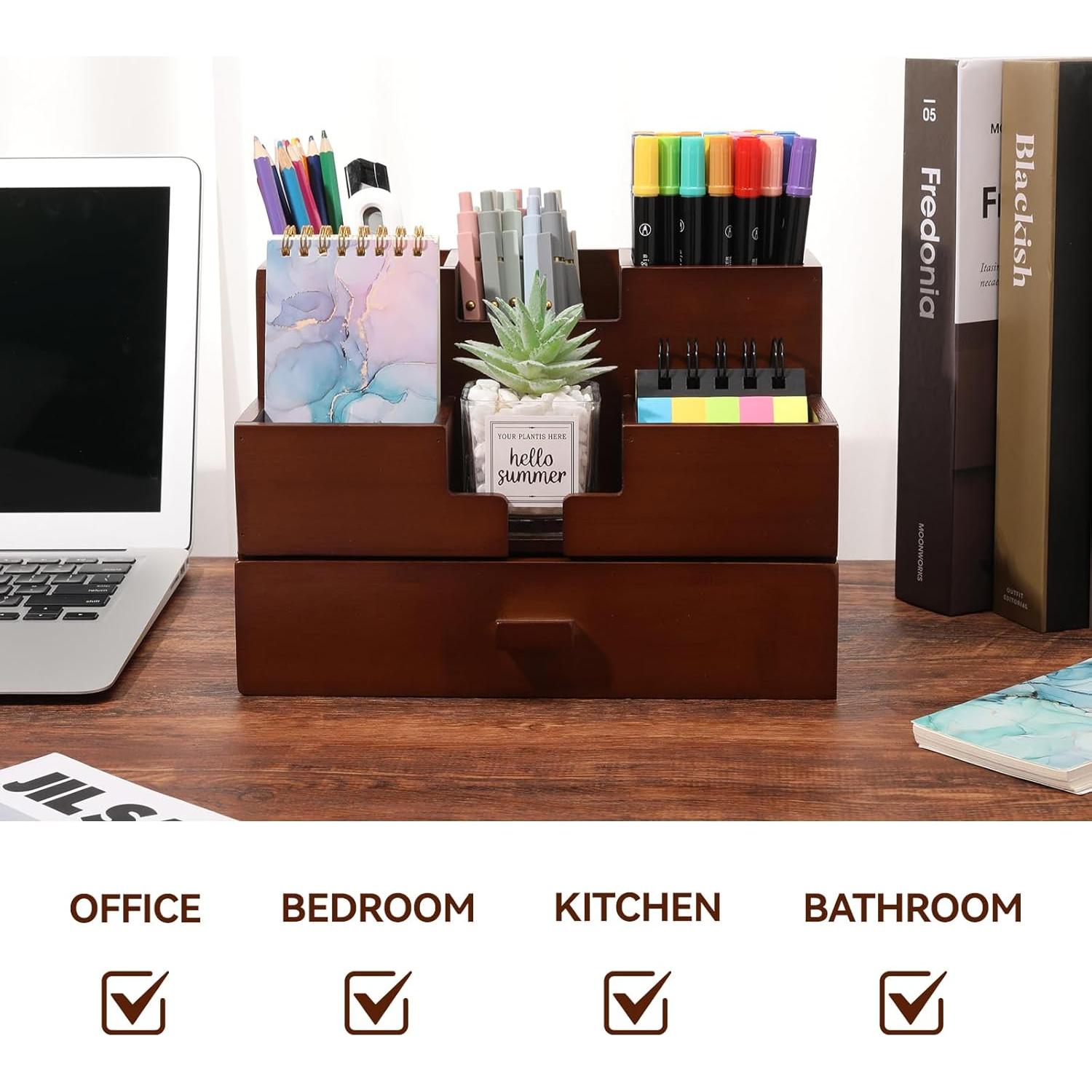 Organizador de Escritorio de Bambú Charmlife 3 Niveles 25.4x17.8x14.5 cm