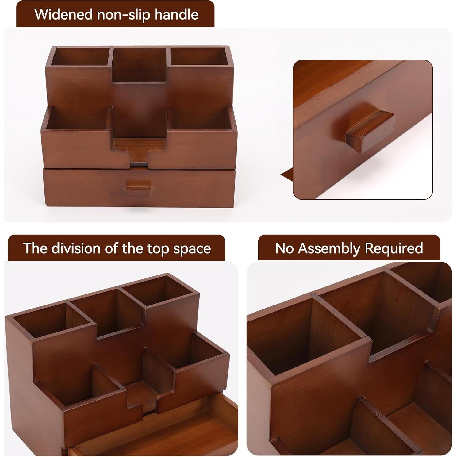 Organizador de Escritorio de Bambú Charmlife 3 Niveles 25.4x17.8x14.5 cm