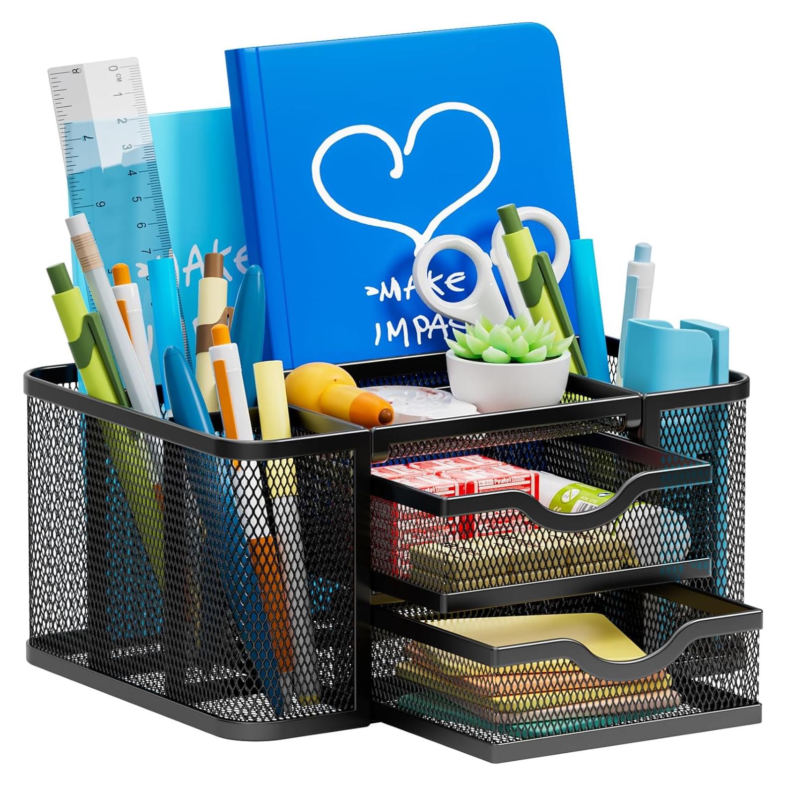 Organizador de Escritorio Marbrasse con 2 Cajones y 5 Compartimentos