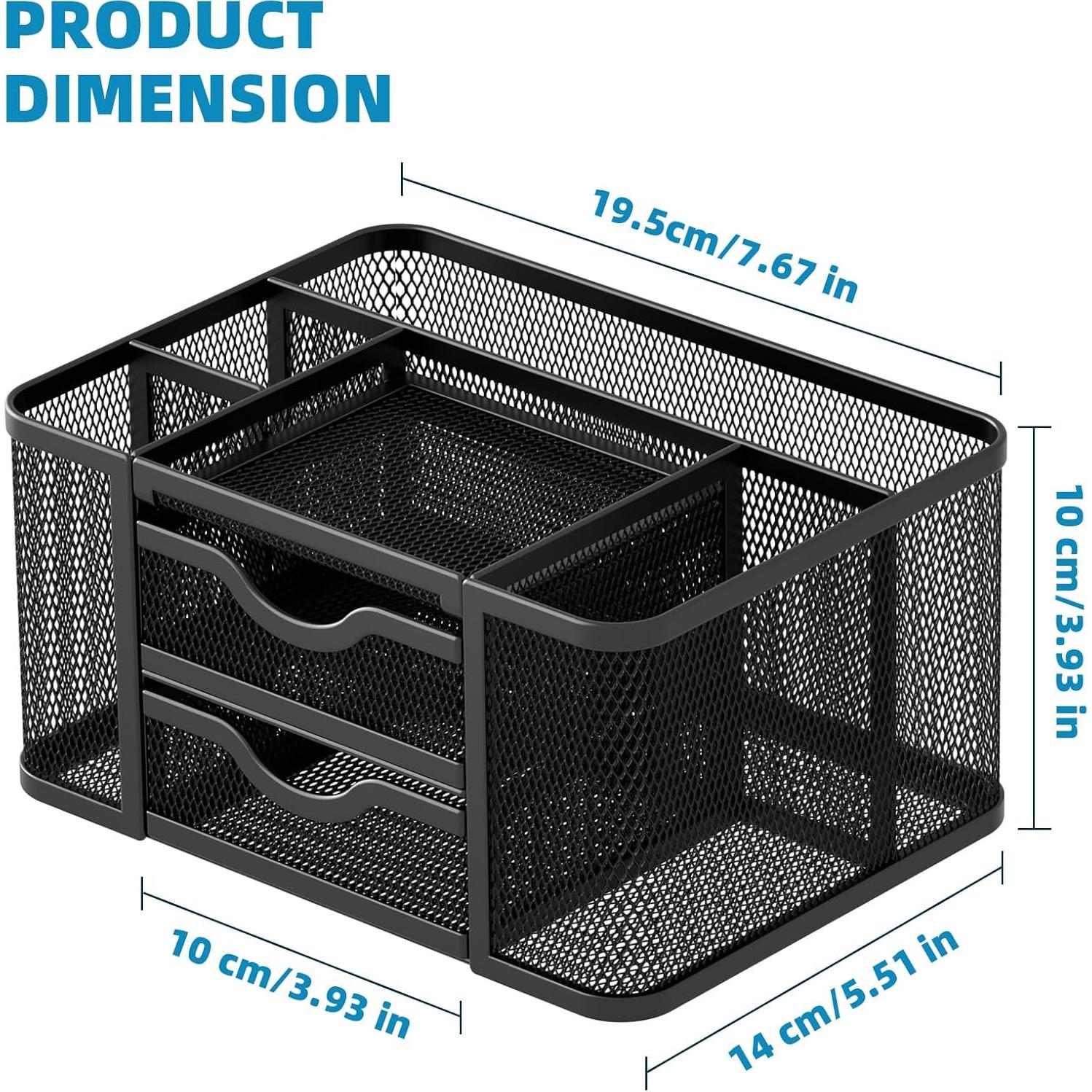 Organizador de Escritorio Marbrasse con 2 Cajones y 5 Compartimentos
