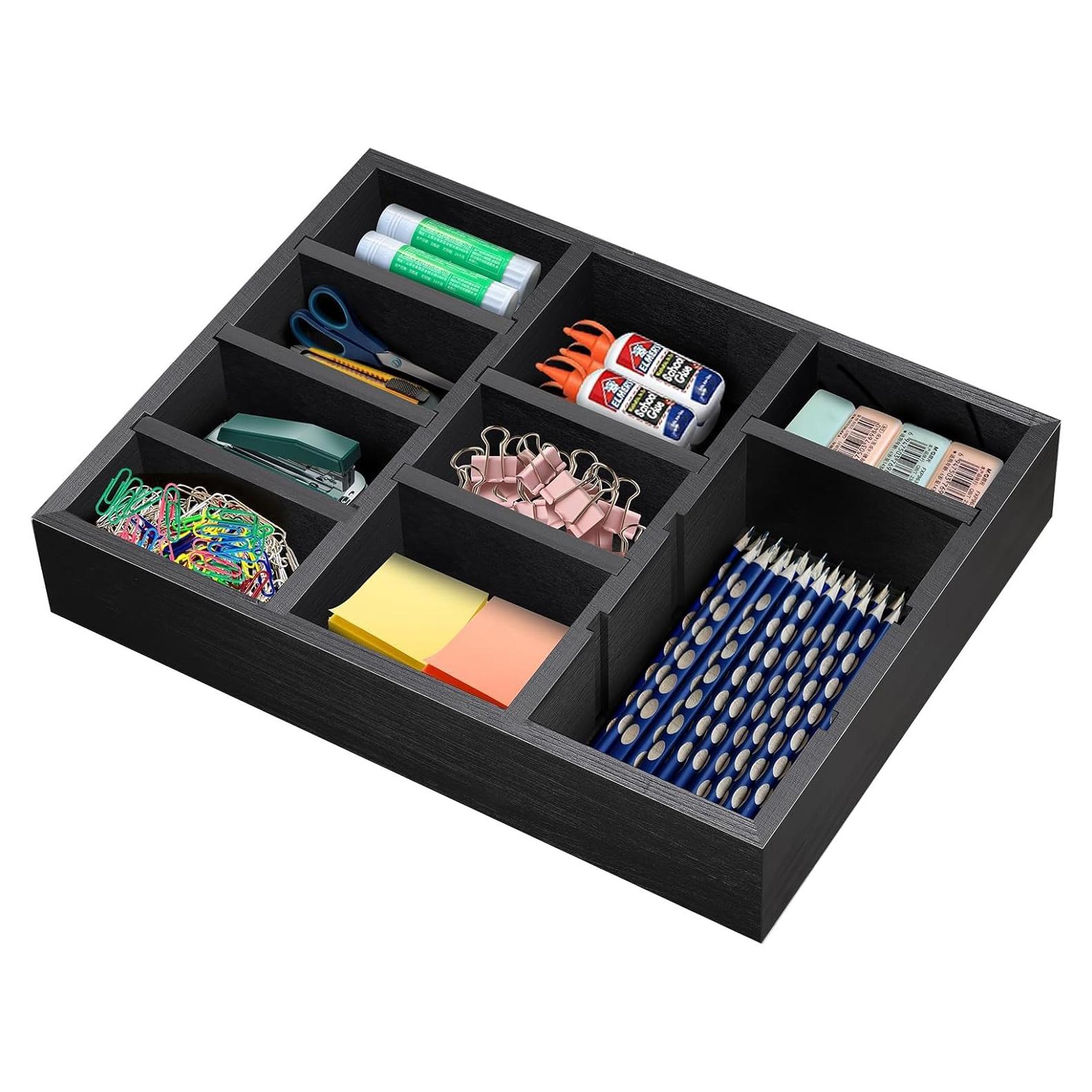 Organizador de Cajón TEESSFROOD de Madera Ajustable Negro