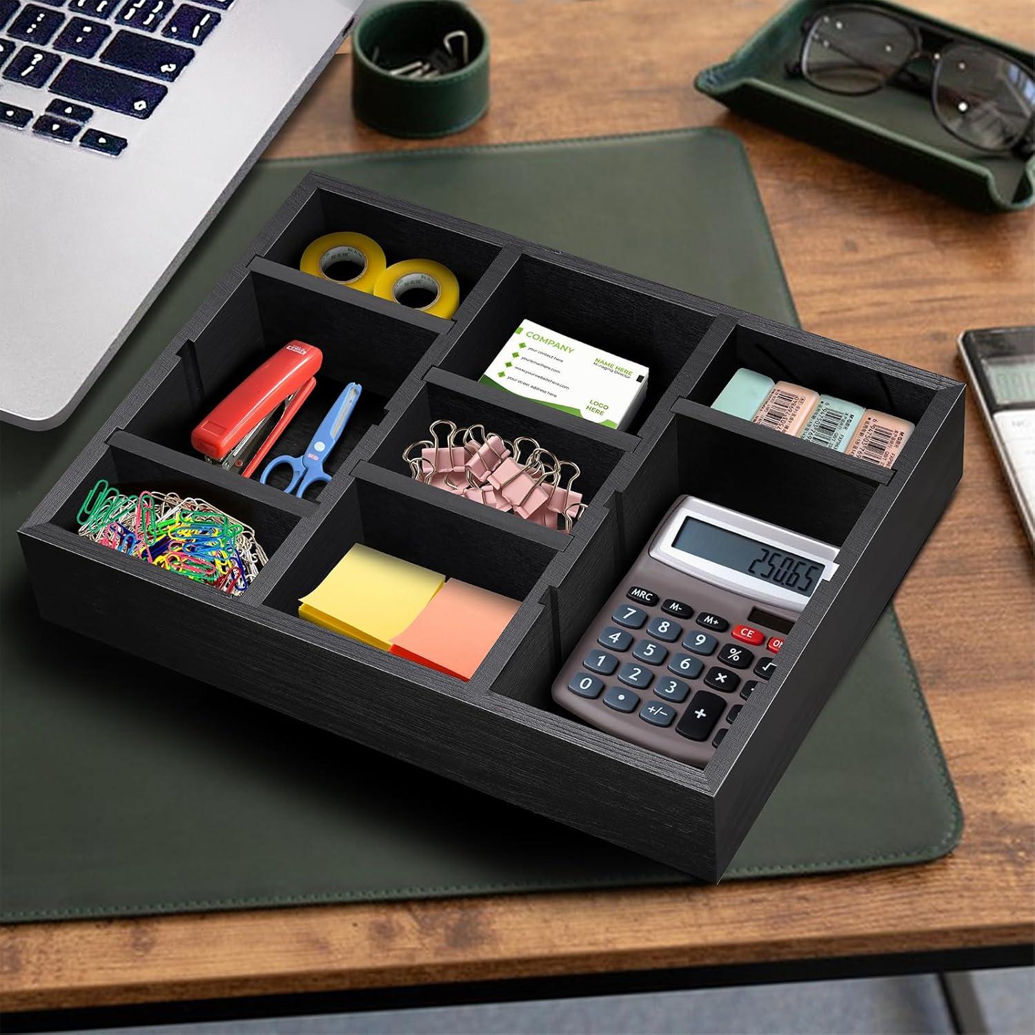 Organizador de Cajón TEESSFROOD de Madera Ajustable Negro