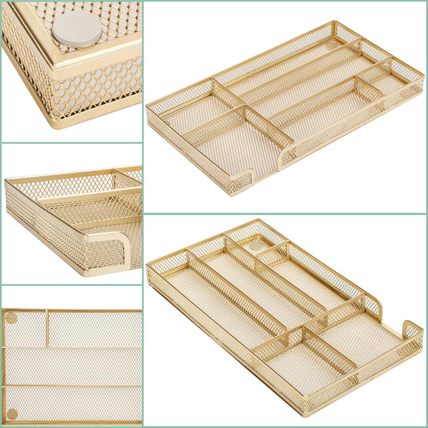 Organizador de Cajón Annova Pequeño Dorado - Malla de Metal