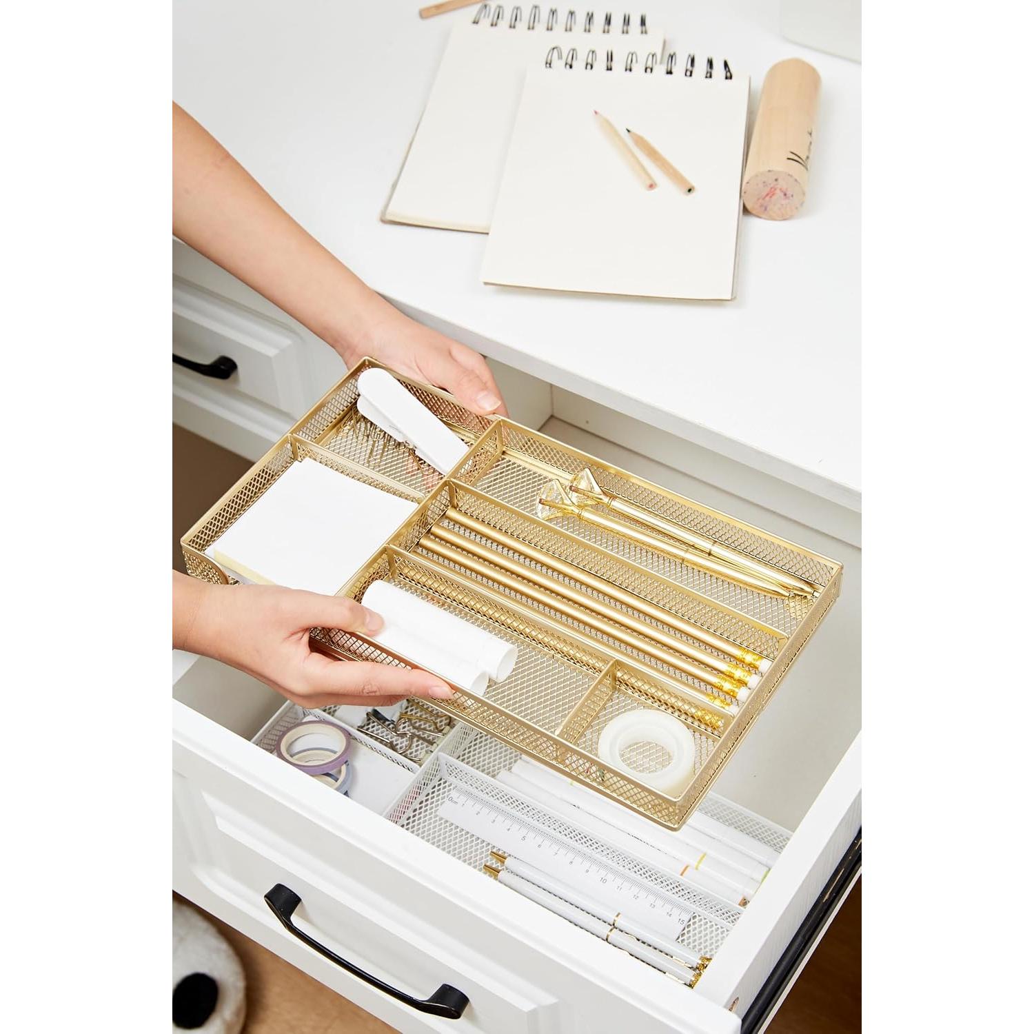Organizador de Cajón Annova Pequeño Dorado - Malla de Metal