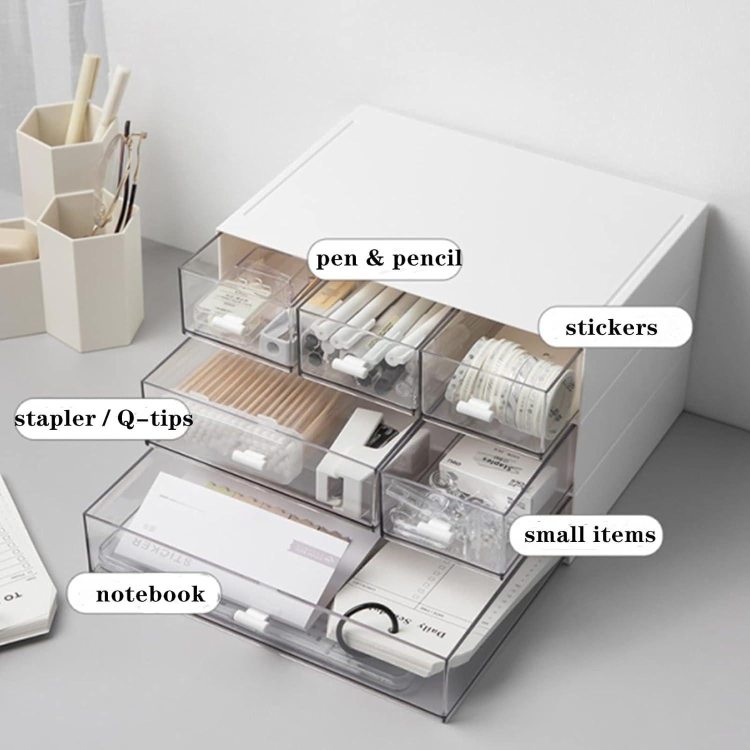 Organizador de Escritorio Pequeño 3 Niveles Lyellfe Transparente