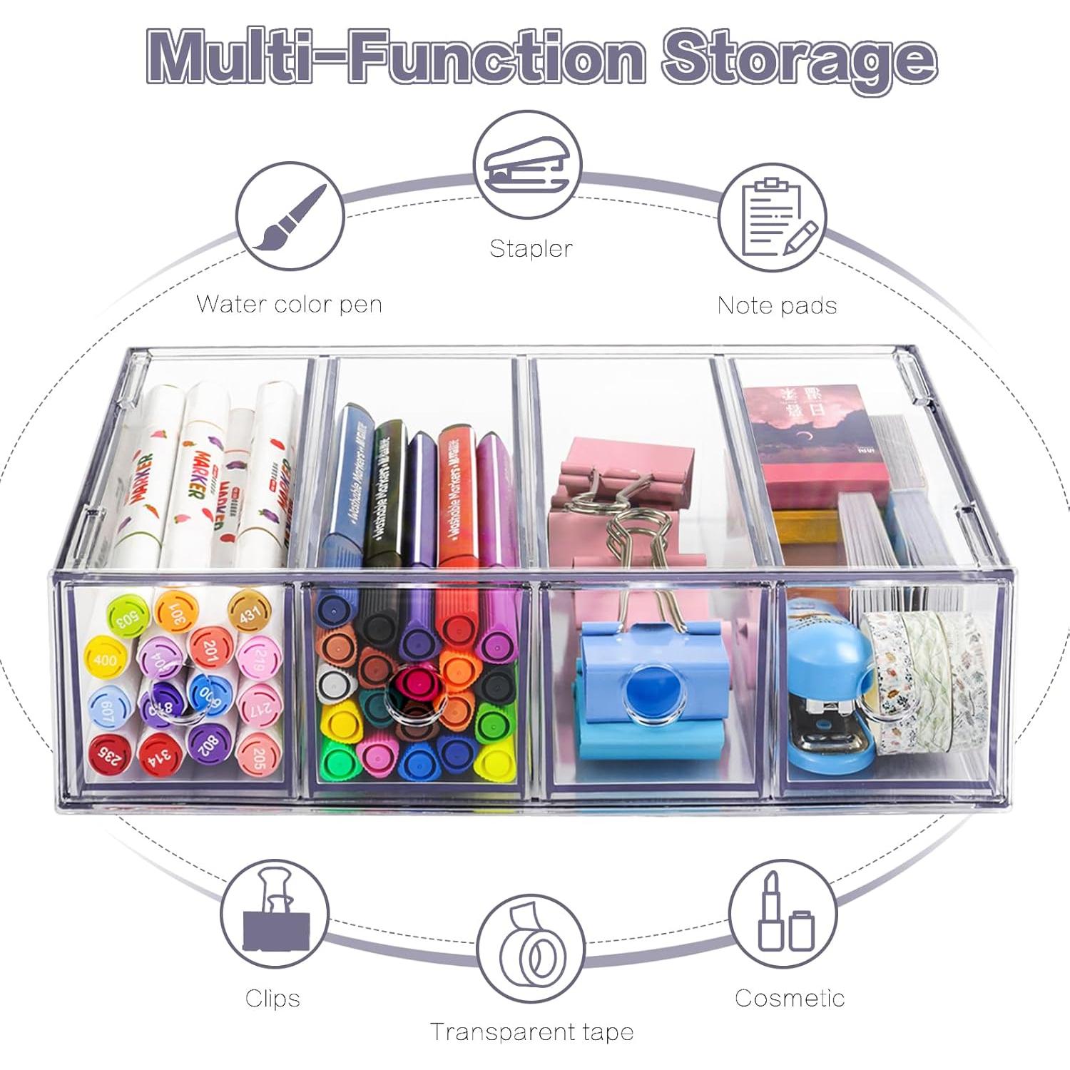 Organizador de Escritorio FODIENS 4 Cajones Acrílico Transparente