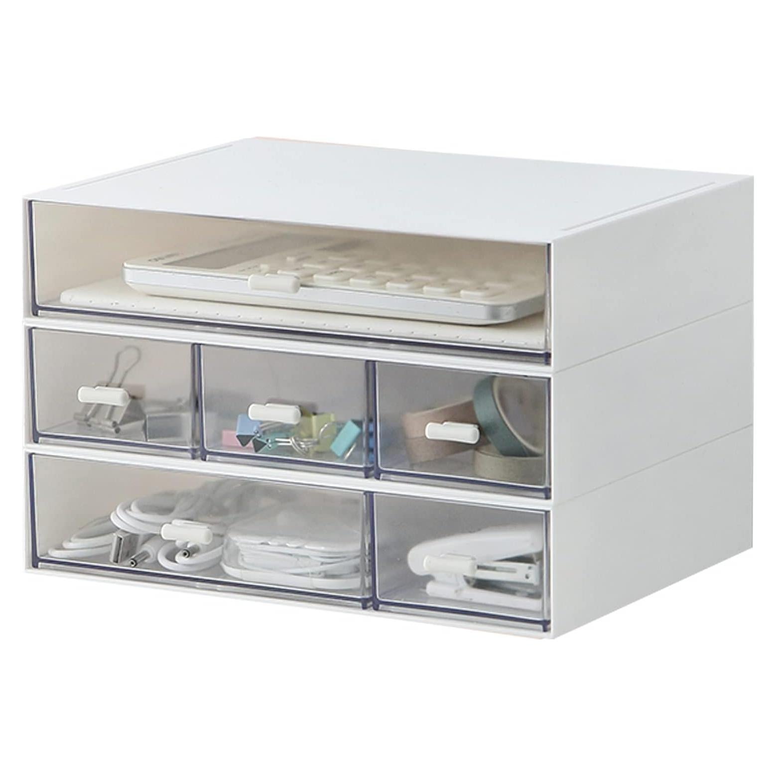 Organizador de Escritorio MILULUGO Blanco 6 Cajones 22.6x16.5x13 cm