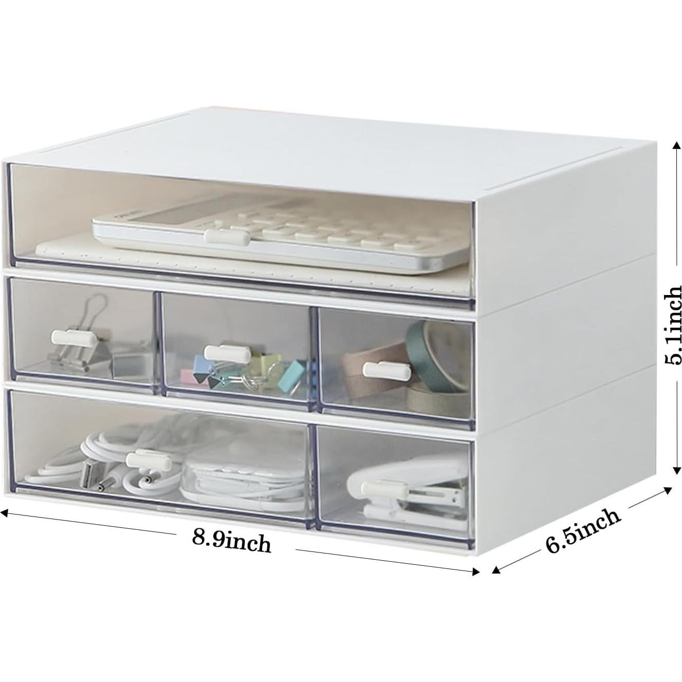 Organizador de Escritorio MILULUGO Blanco 6 Cajones 22.6x16.5x13 cm