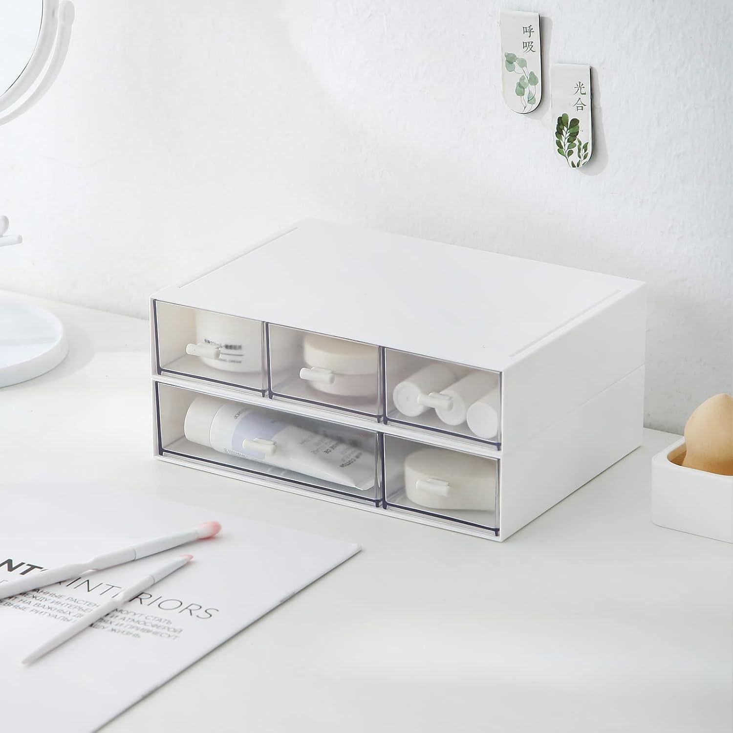Organizador de Escritorio MILULUGO Blanco 6 Cajones 22.6x16.5x13 cm