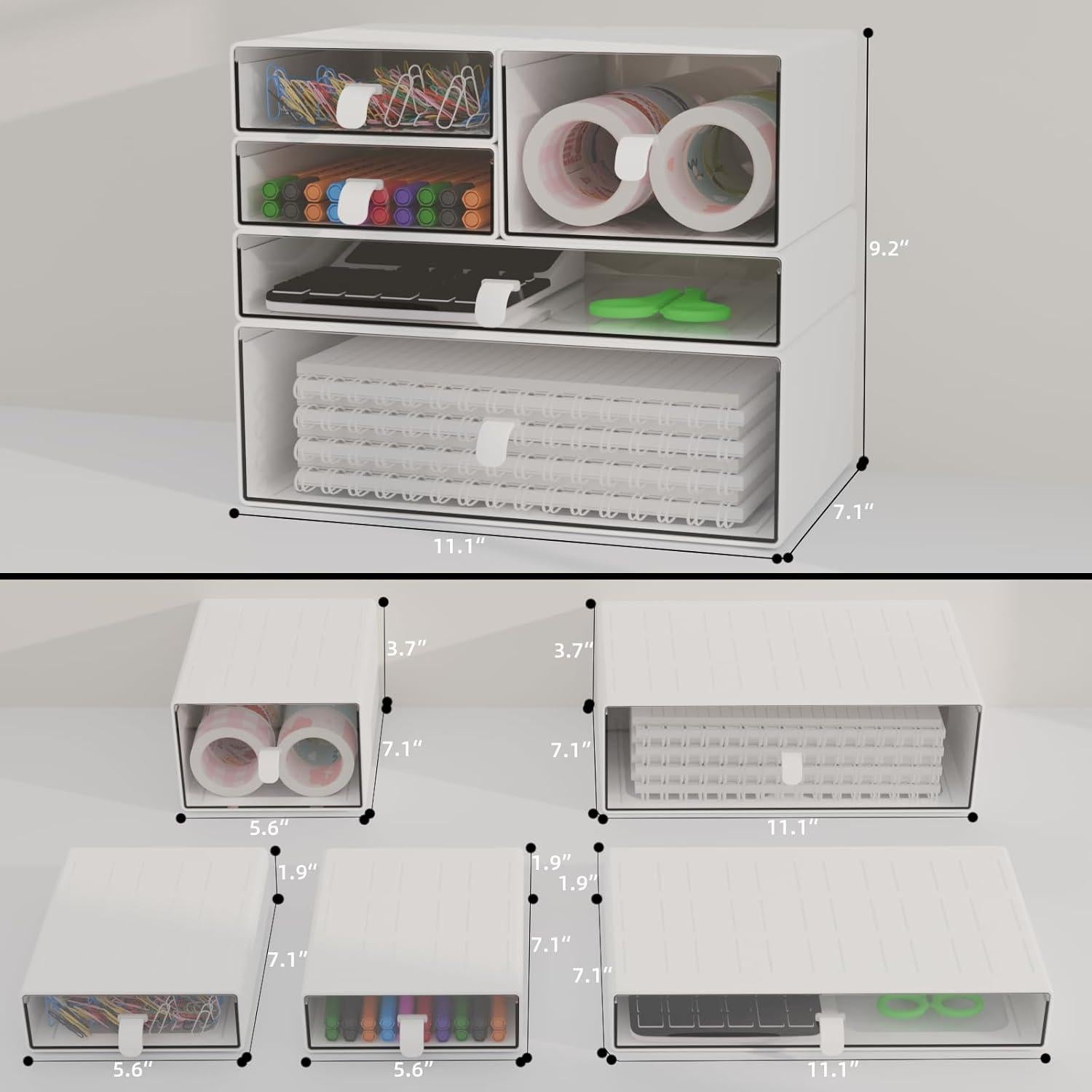 Juego de Organizadores de Escritorio Yashong 5 Cajones Apilables