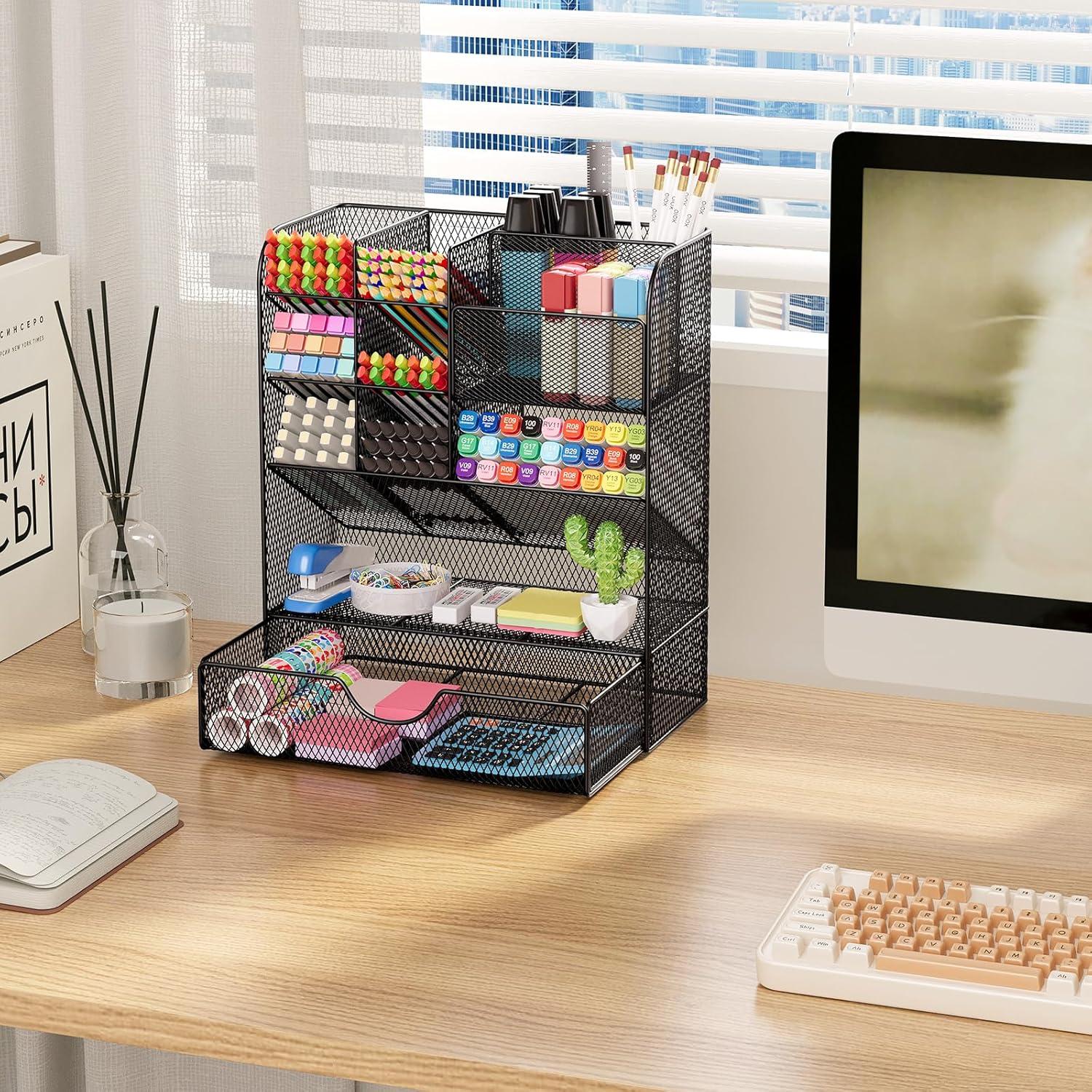 Organizador de Escritorio OPNICE con Cajón y Soporte para Plumas