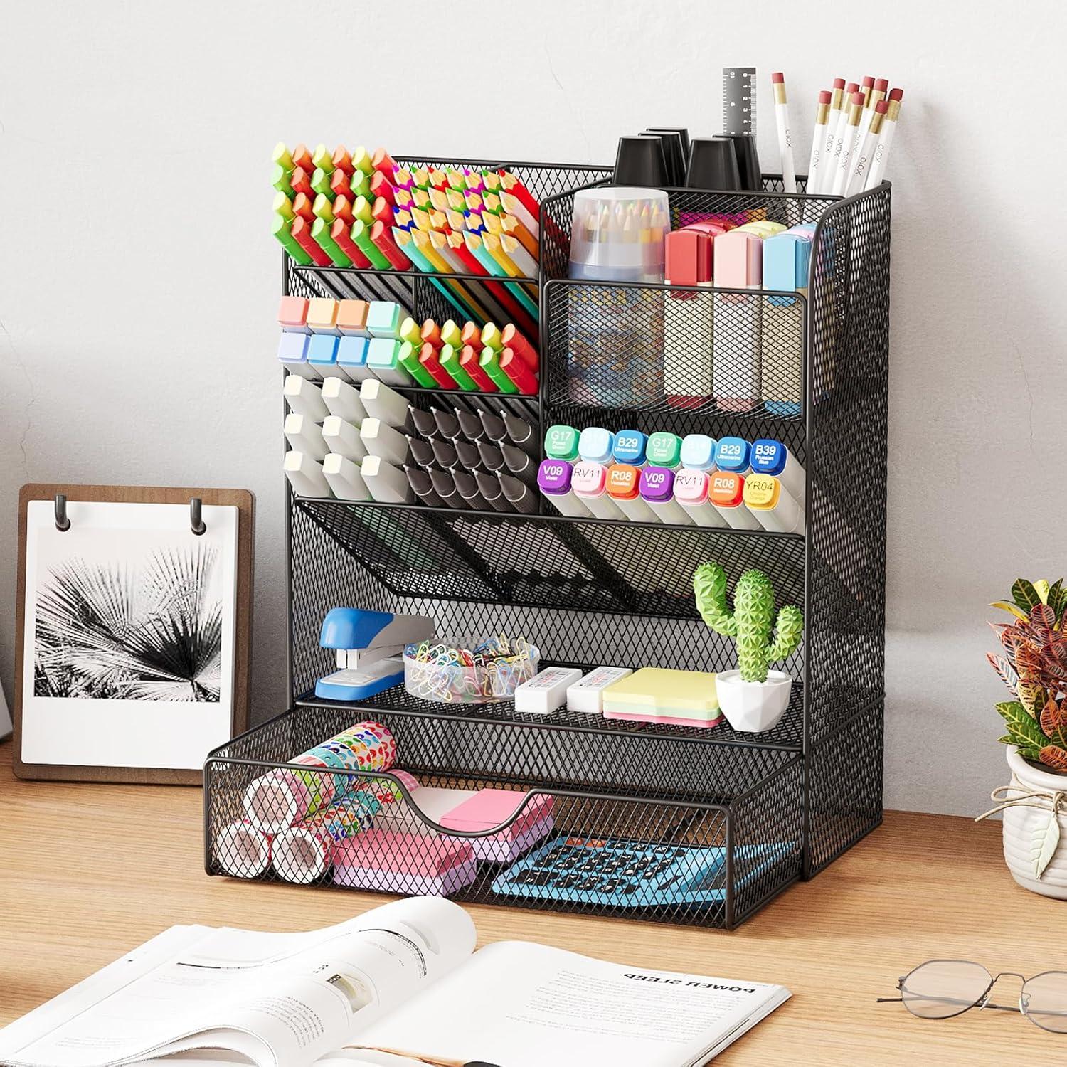 Organizador de Escritorio OPNICE con Cajón y Soporte para Plumas