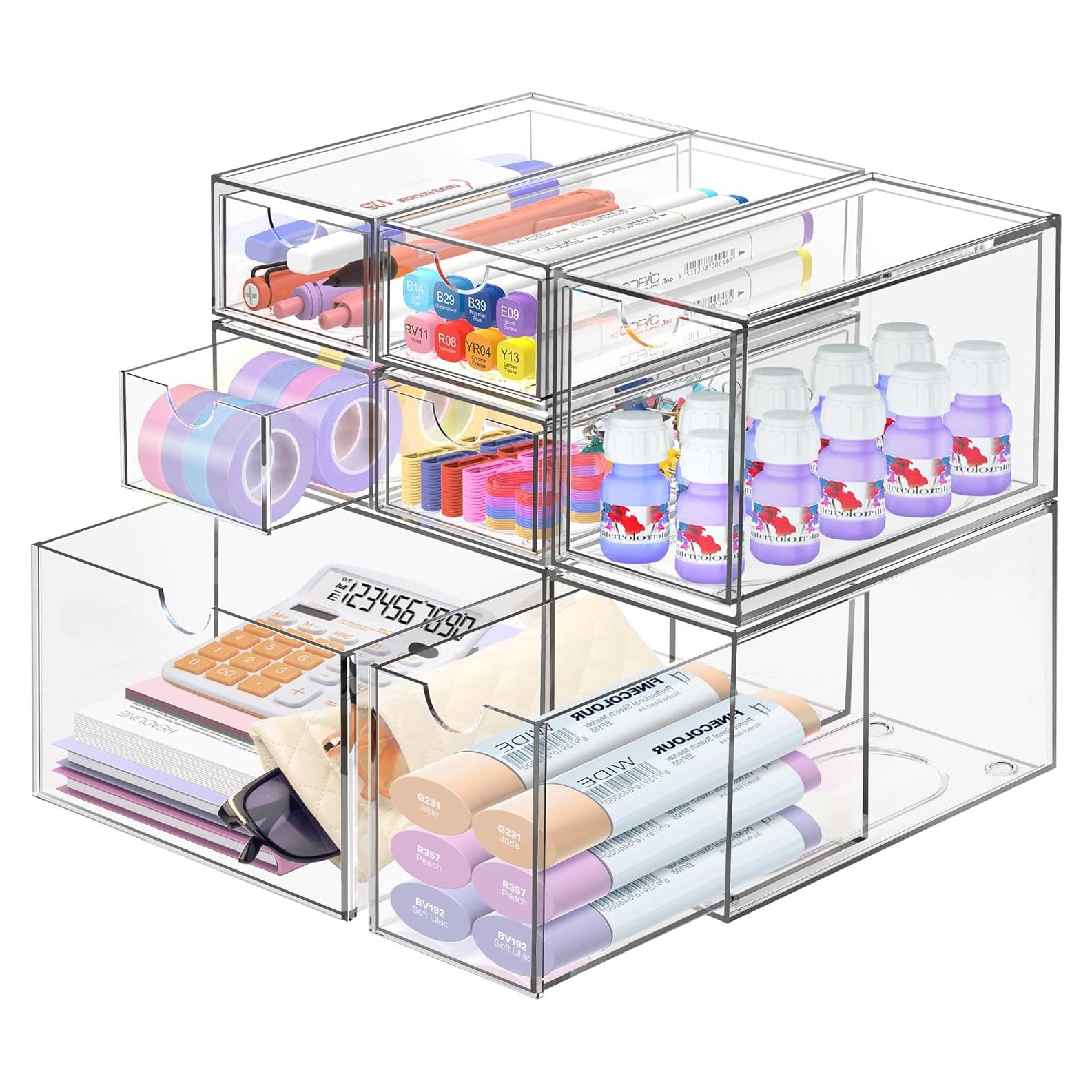 Organizador de Escritorio FODIENS 7 Cajones Acrílico Transparente
