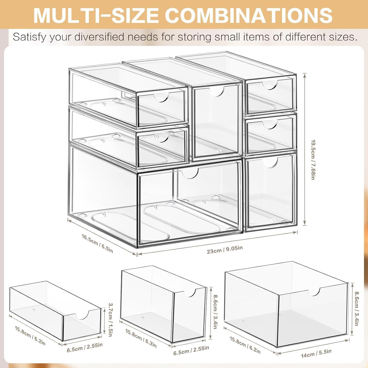 Organizador de Escritorio FODIENS 7 Cajones Acrílico Transparente