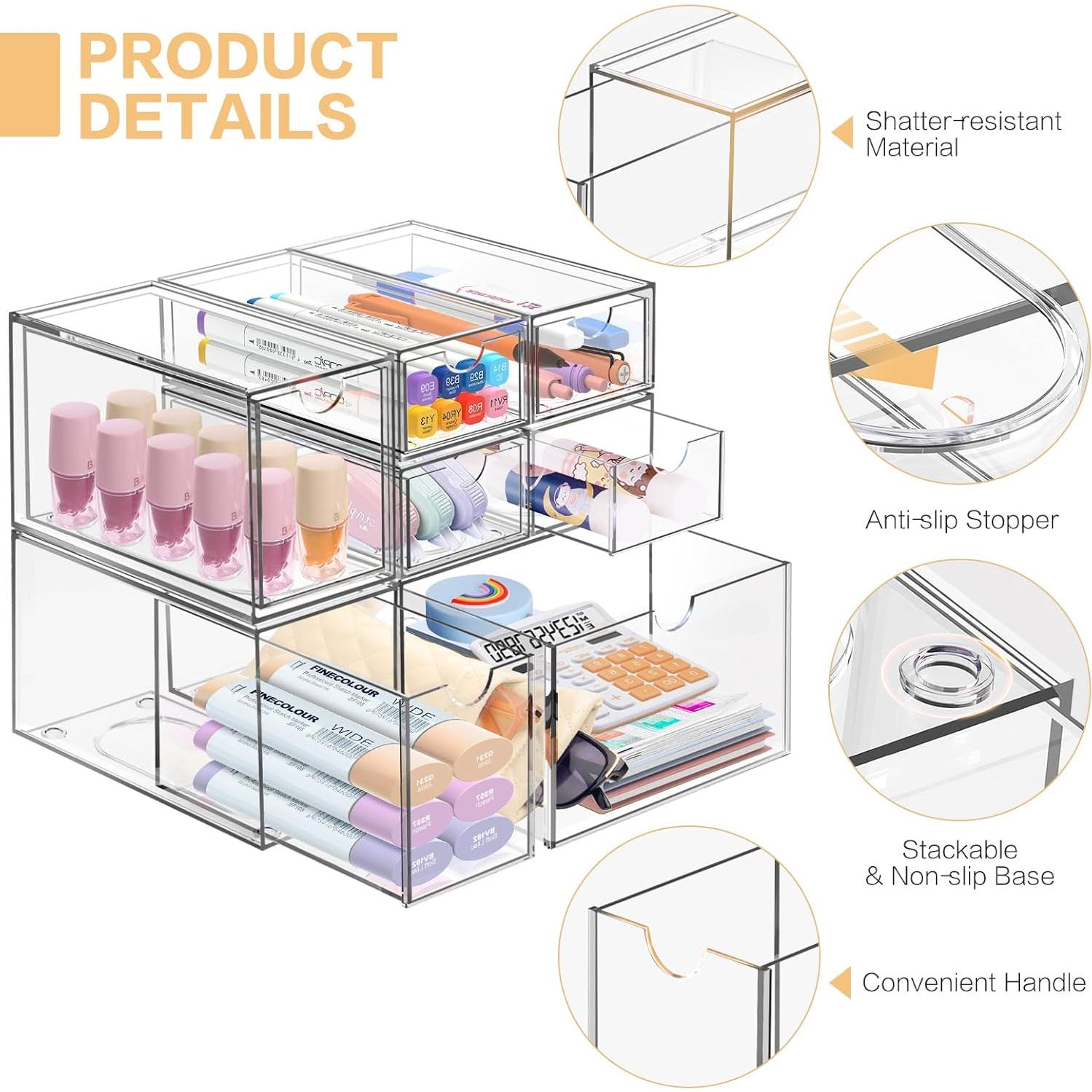 Organizador de Escritorio FODIENS 7 Cajones Acrílico Transparente