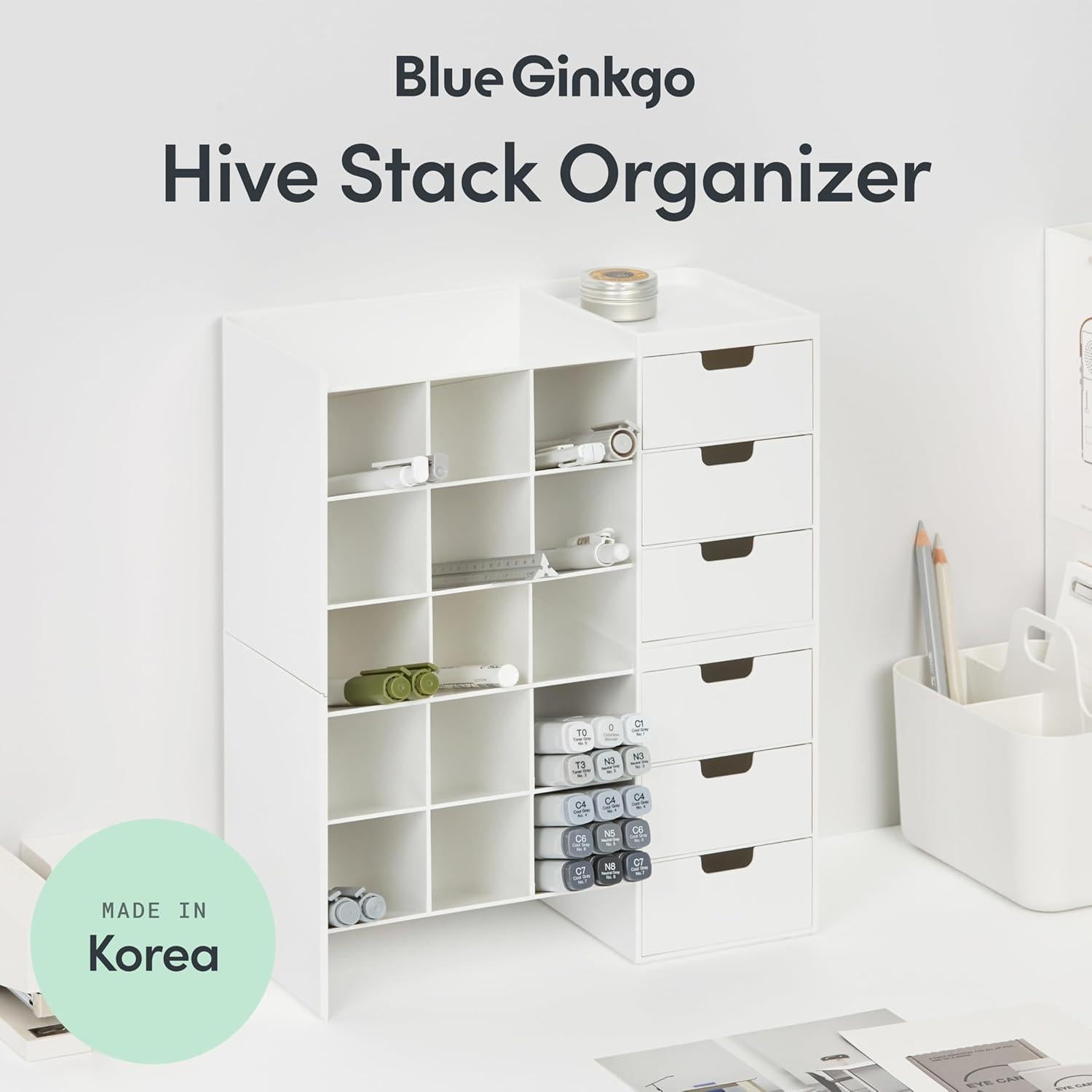 Organizador de Escritorio Apilable BLUE GINKGO Hive Stack - Blanco