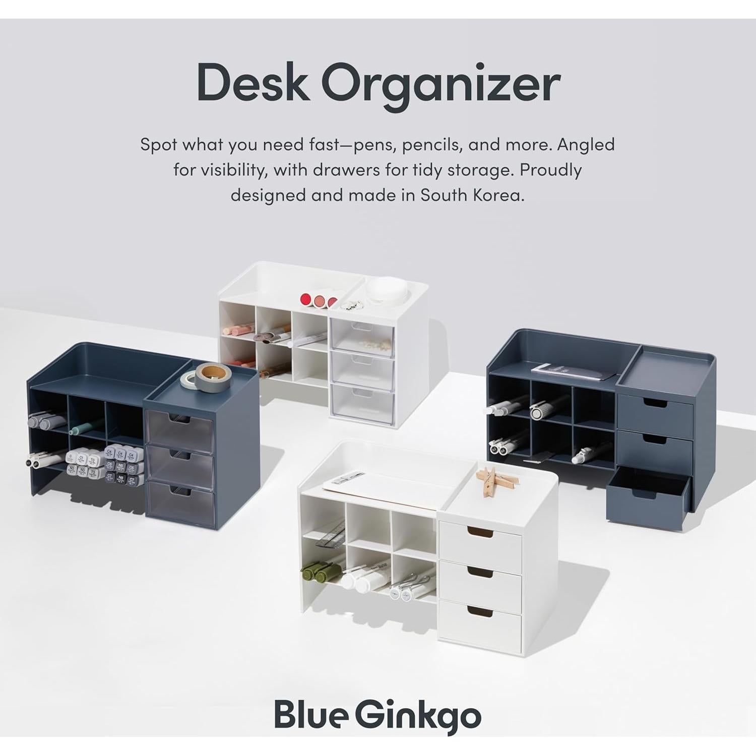 Organizador de Escritorio Apilable BLUE GINKGO Hive Stack - Blanco