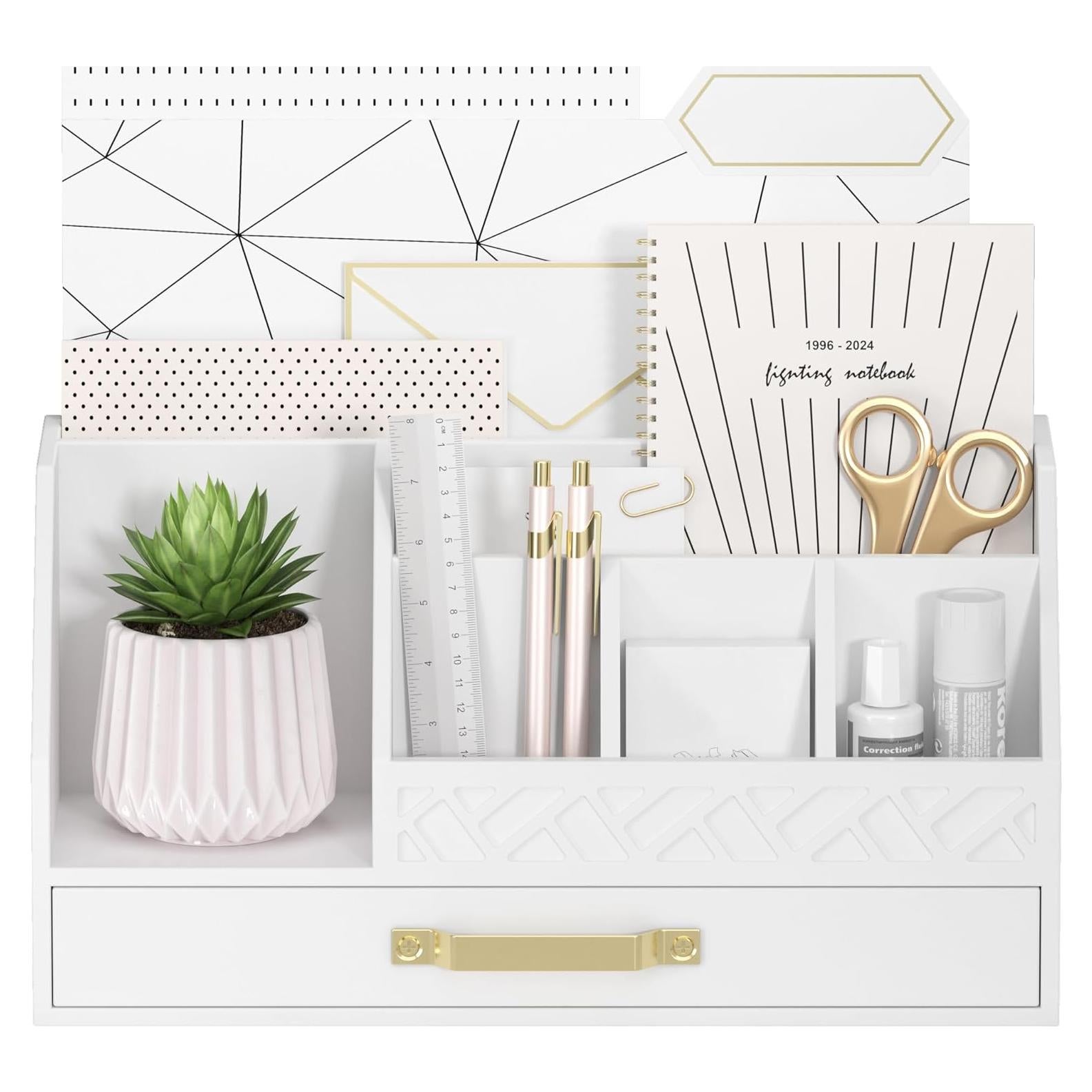 Organizador de Escritorio de Bambú Wisuce Essentials Blanco