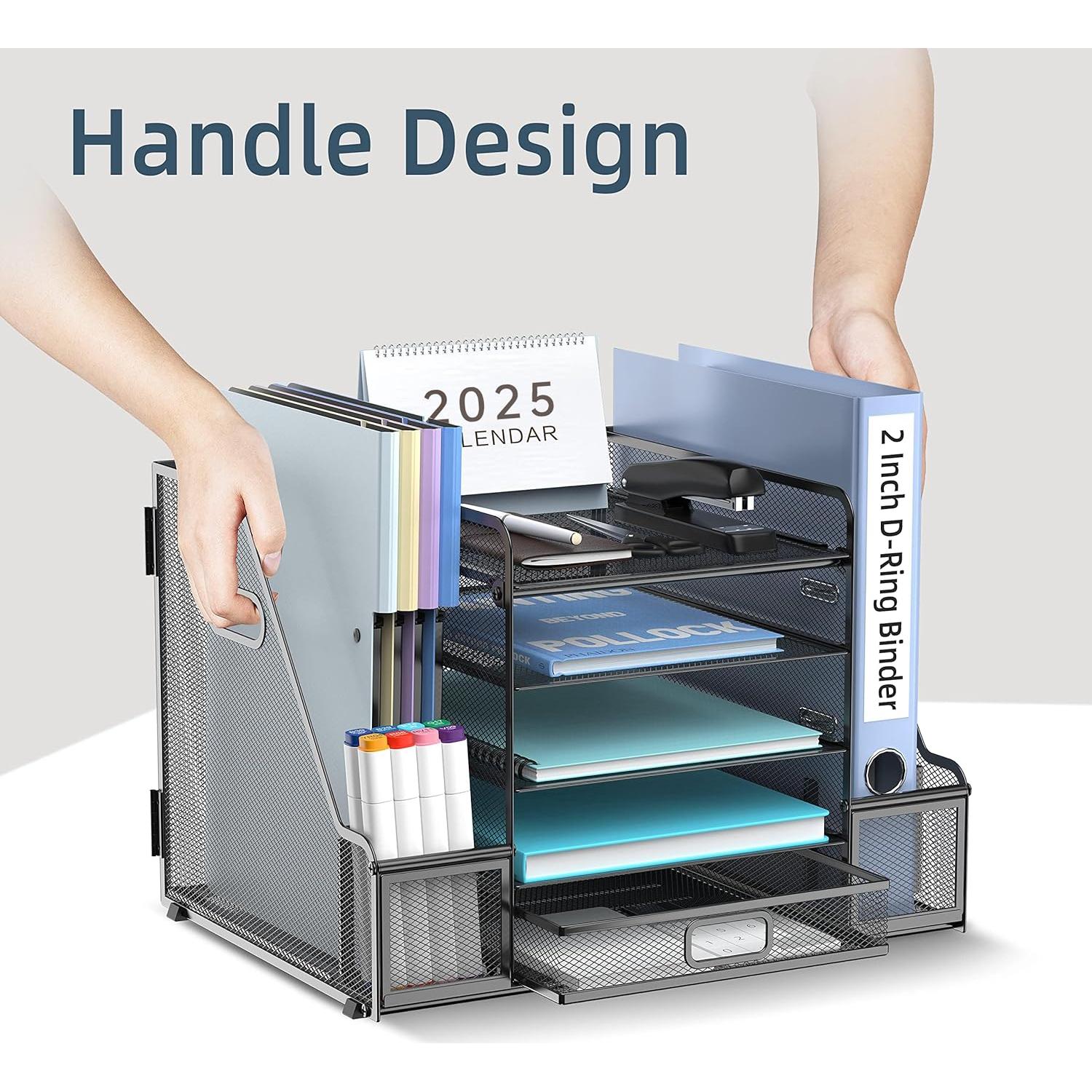 Organizador de Escritorio SUPEASY 5 Niveles con Cajón Negro