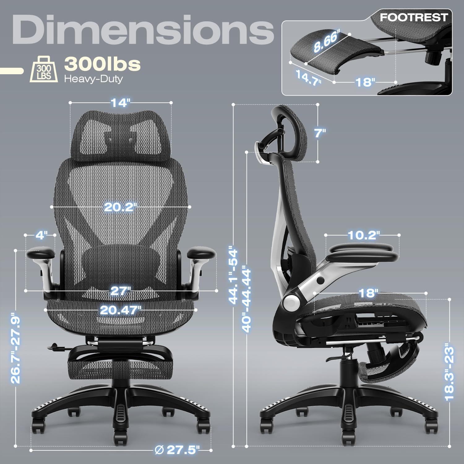 Silla de Oficina Ergonómica ELABEST X100 con Reposapiés y Soporte Lumbar Ajustable