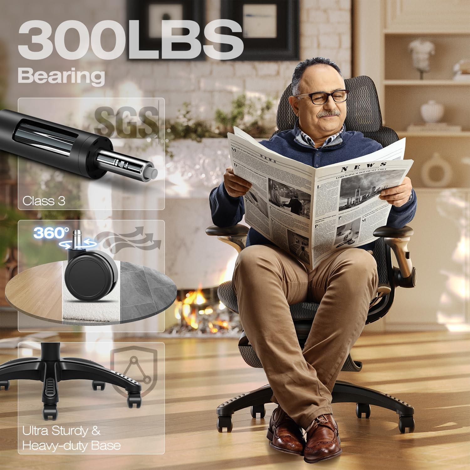 Silla de Oficina Ergonómica ELABEST X100 con Reposapiés y Soporte Lumbar Ajustable