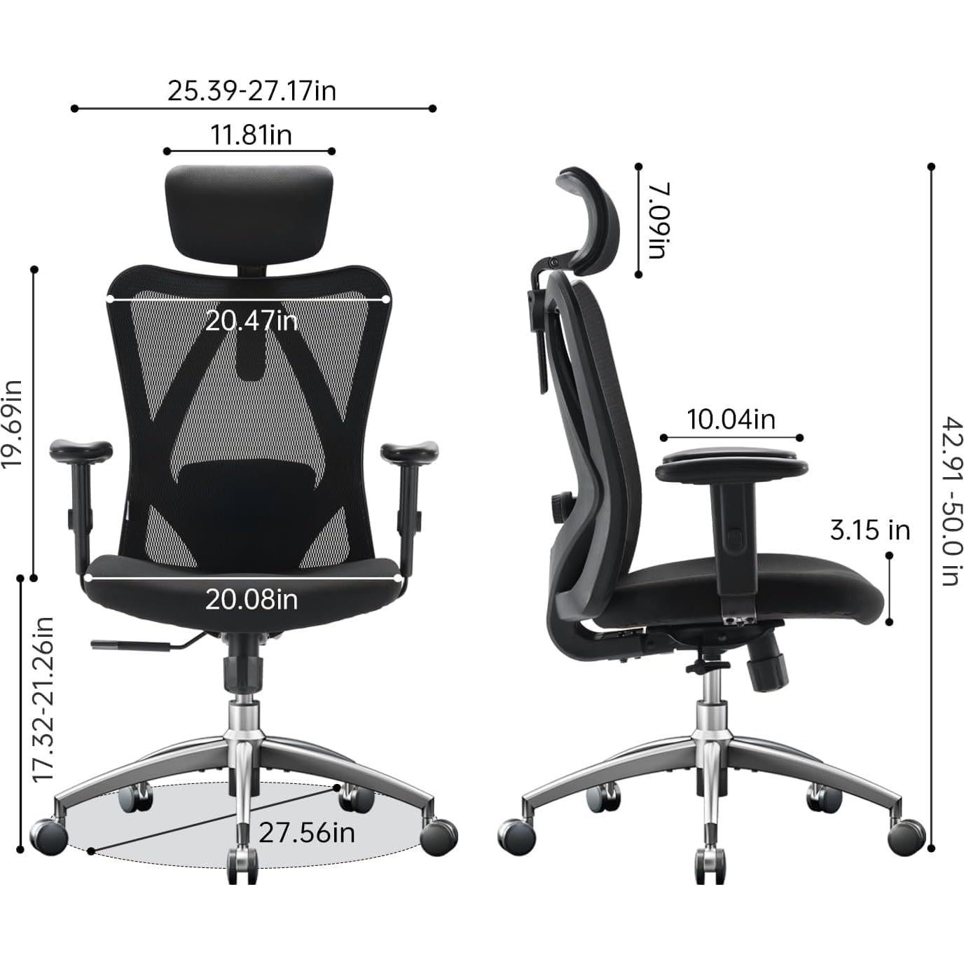 Silla de Oficina Ergonómica SIHOO M18 Negra Ajustable Soporte Lumbar
