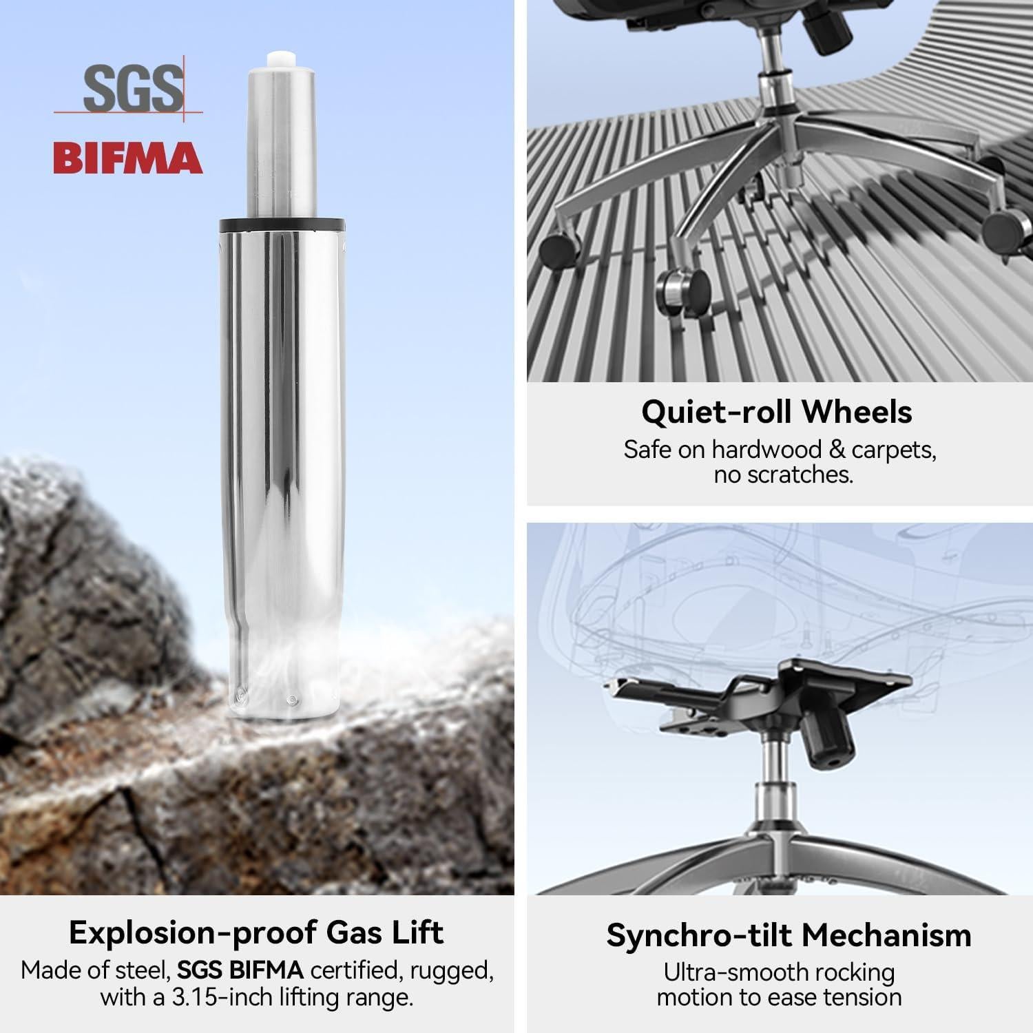 Silla de Oficina Ergonómica SIHOO M18 Negra Ajustable Soporte Lumbar