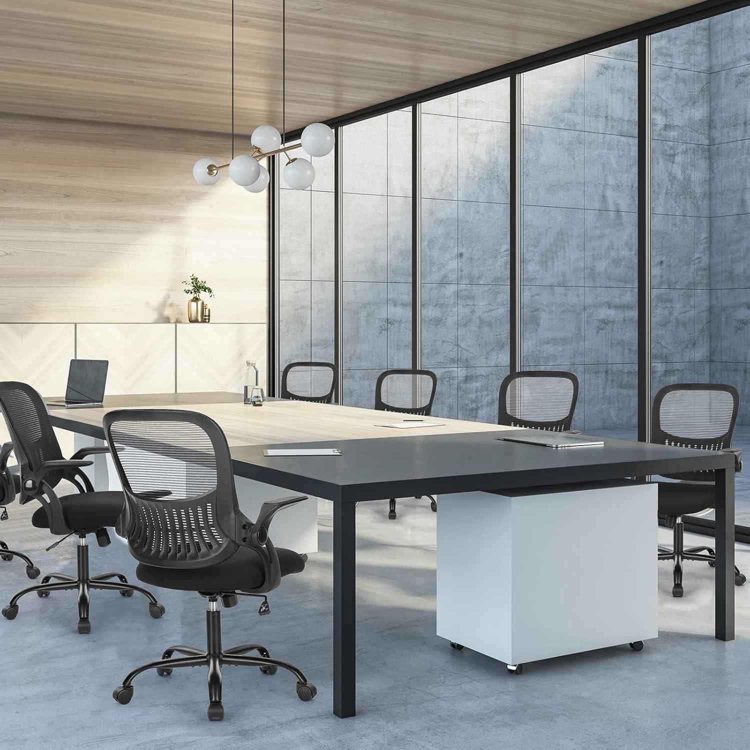 Silla de Oficina Ergonómica Sweetcrispy con Respaldo Medio Negro