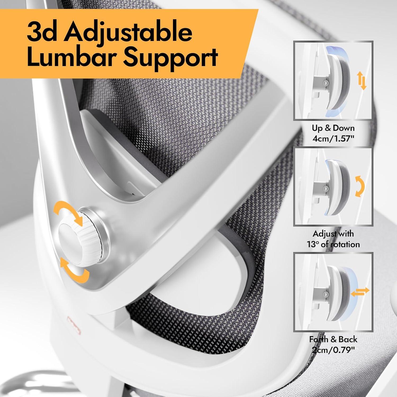 Silla de Oficina Ergonómica HOLLUDLE Vchair-GR Blanca Ajustable