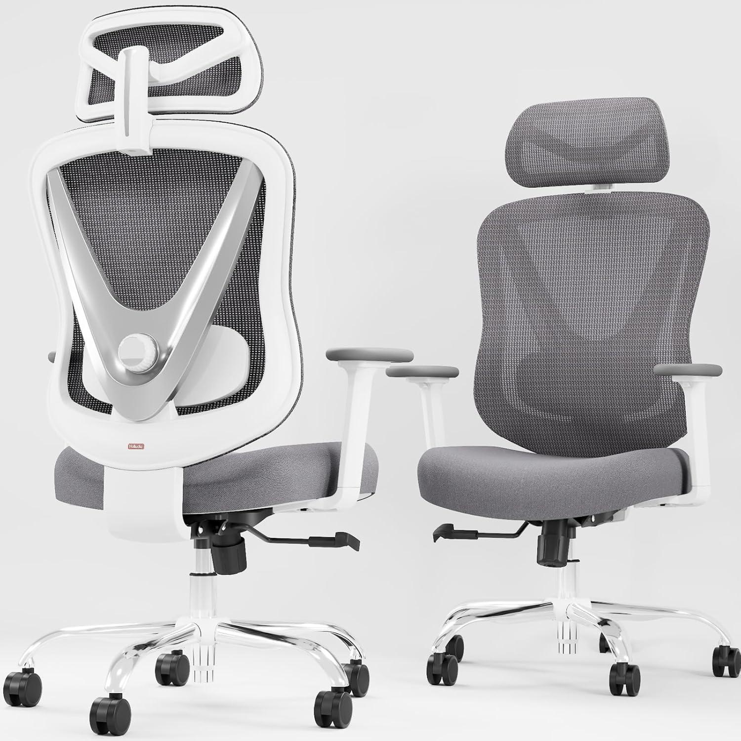 Silla de Oficina Ergonómica HOLLUDLE Vchair-GR Blanca Ajustable