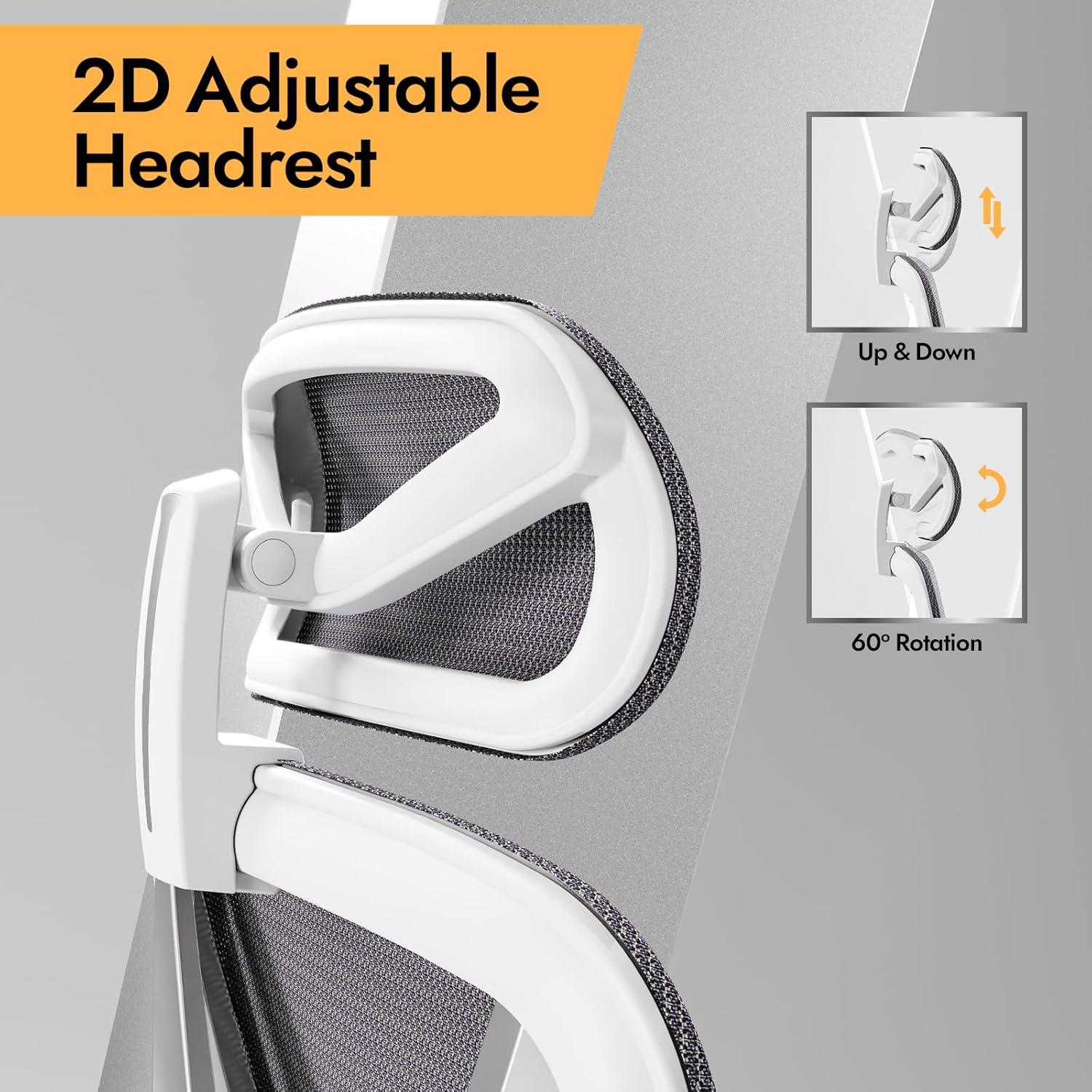 Silla de Oficina Ergonómica HOLLUDLE Vchair-GR Blanca Ajustable