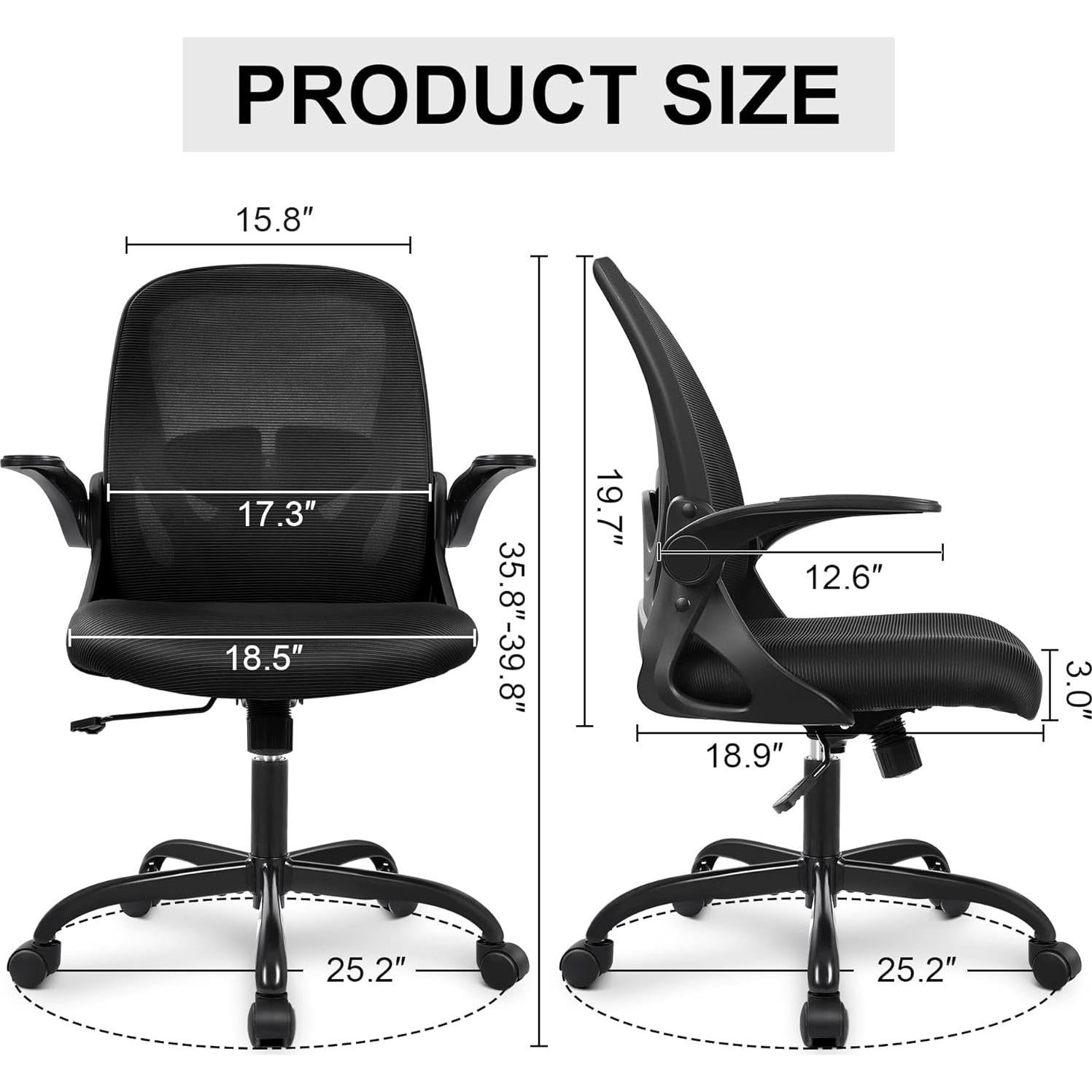 Silla de Oficina Ergonómica Primy PR-934 Negra con Soporte Lumbar