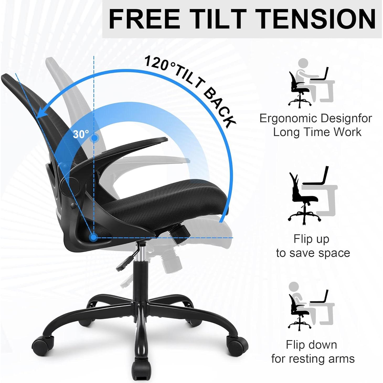Silla de Oficina Ergonómica Primy PR-934 Negra con Soporte Lumbar