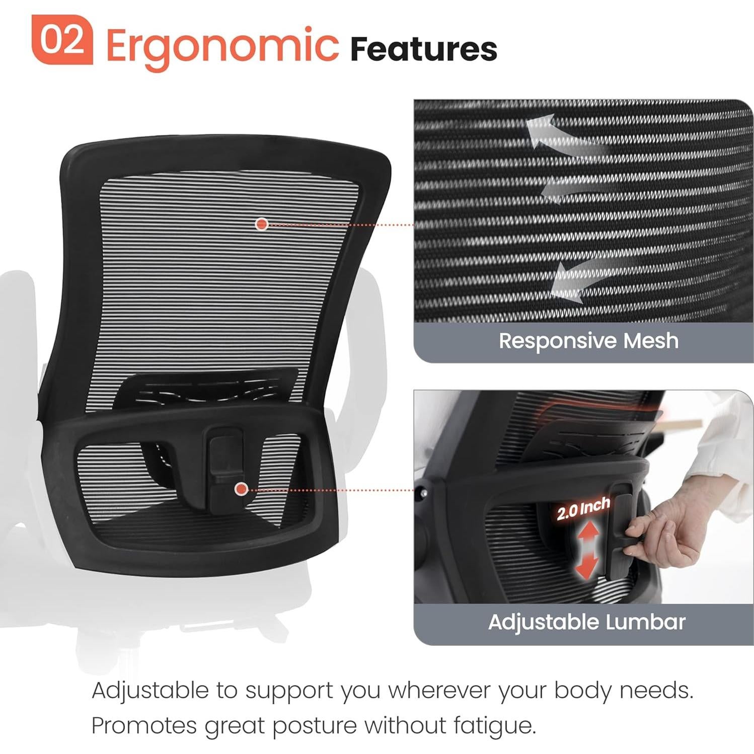 Silla de Oficina NEO Respaldo Alto Malla Ajustable Negro