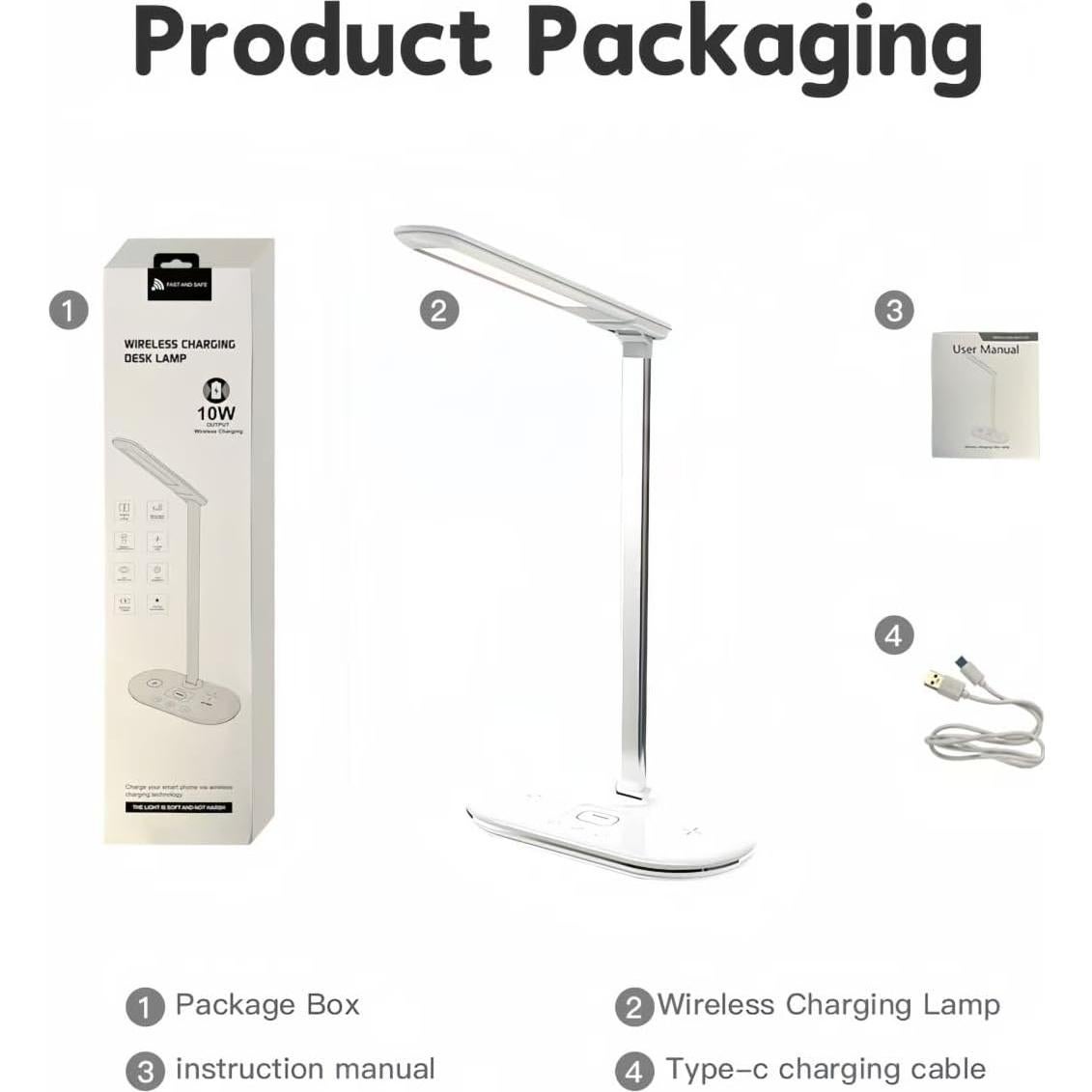 Lámpara de Escritorio LED Reankani con Cargador Inalámbrico 3 Modos