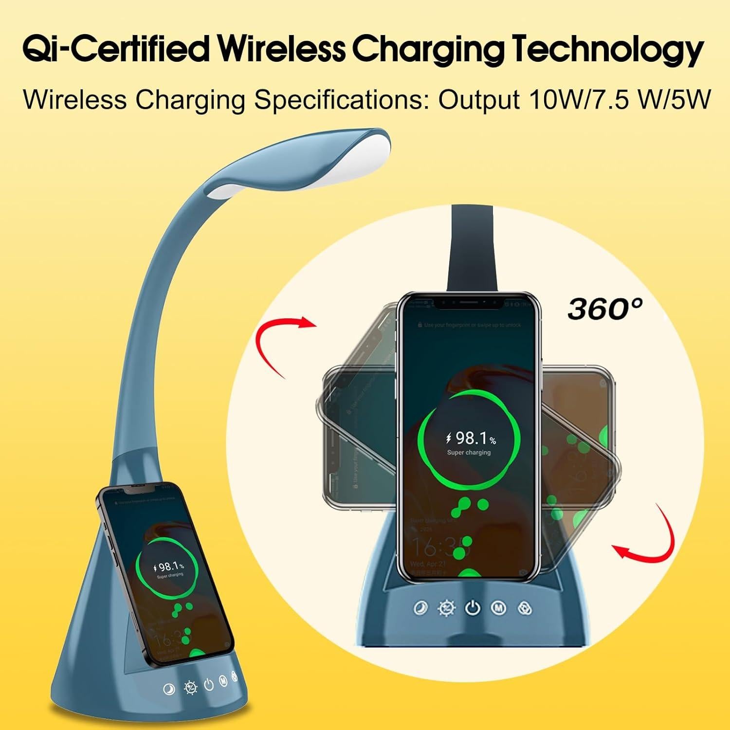 Lámpara de Escritorio LED DOKEEP SWANI 50W 16 Modos Carga Qi