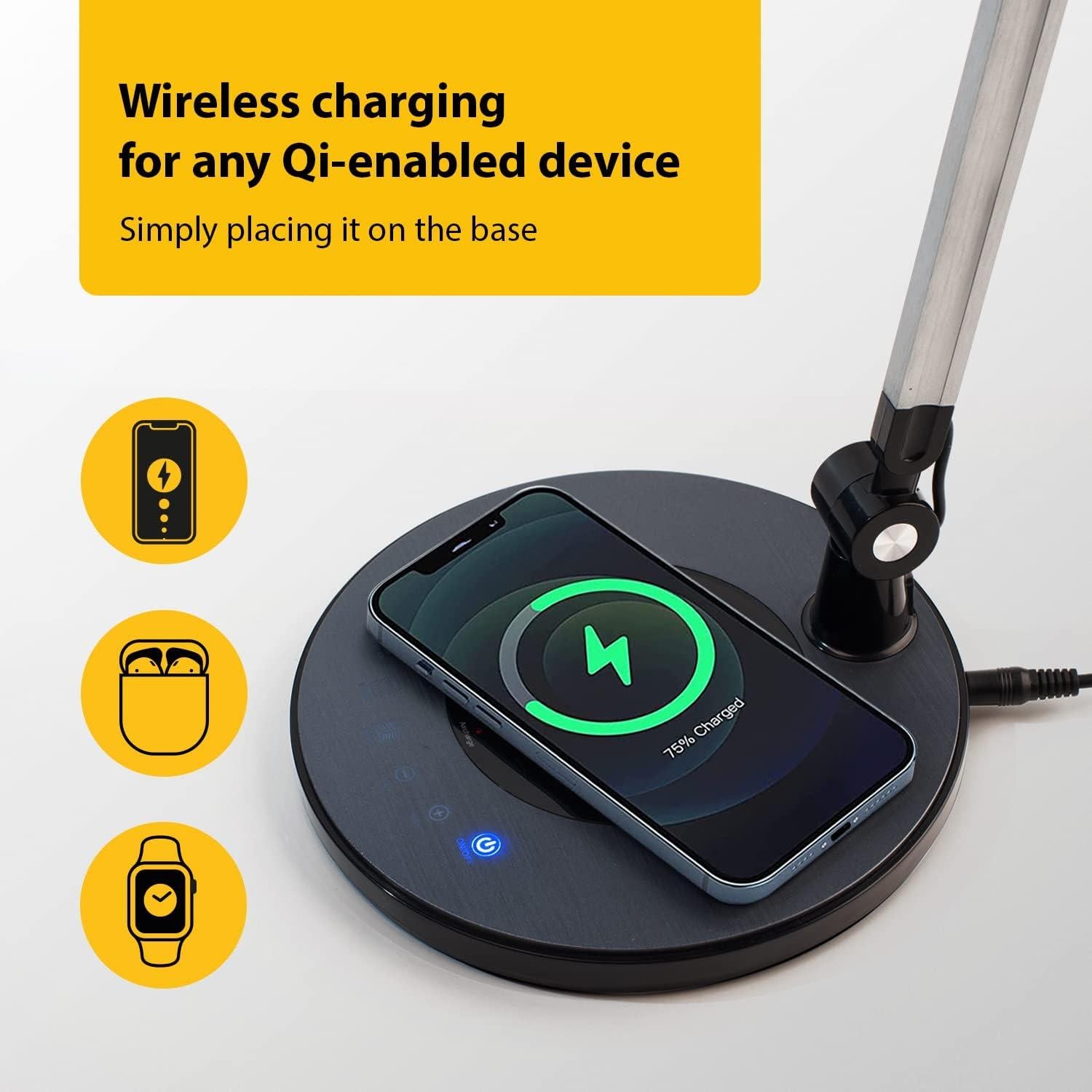 Lámpara de Escritorio LED OTUS con Cargador Inalámbrico 10W