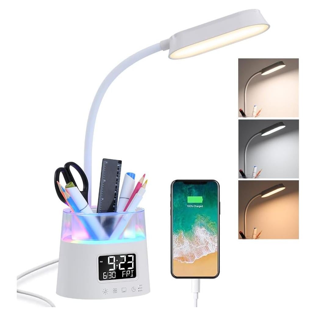 Lámpara de Escritorio LED WILIT W49A con Soporte y USB