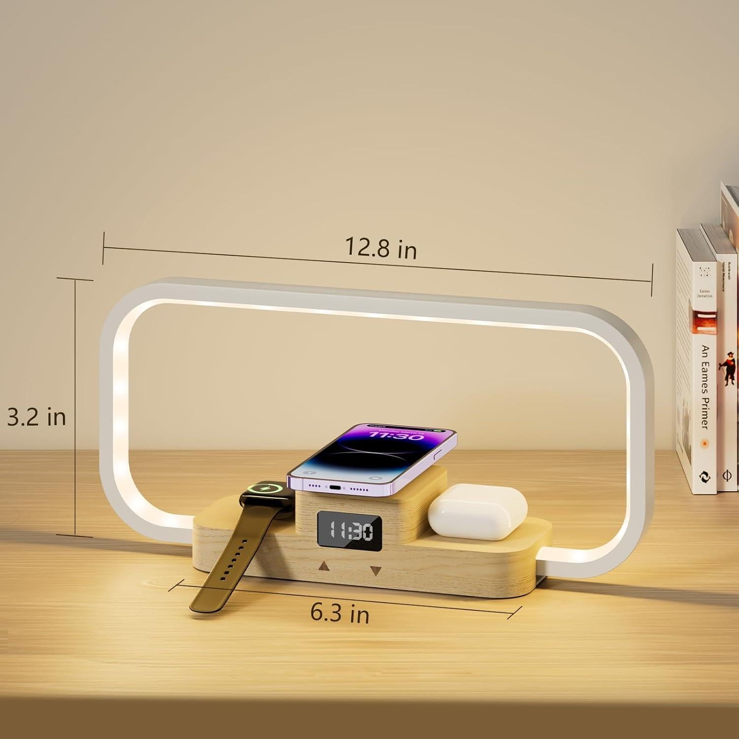 Lámpara de Mesa LED CRLL YD-03 con Cargador Inalámbrico 3 en 1
