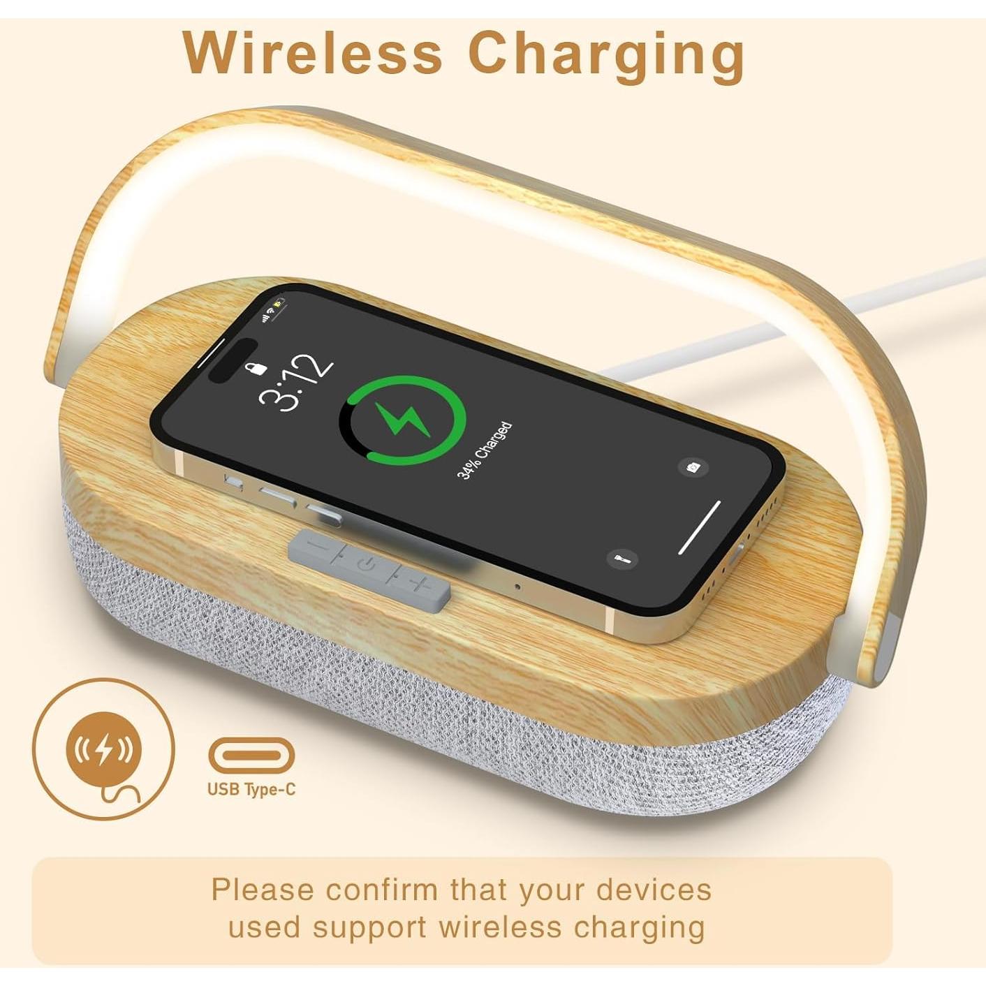 Lámpara de Noche Táctil iGaur 4 en 1 con Cargador Inalámbrico