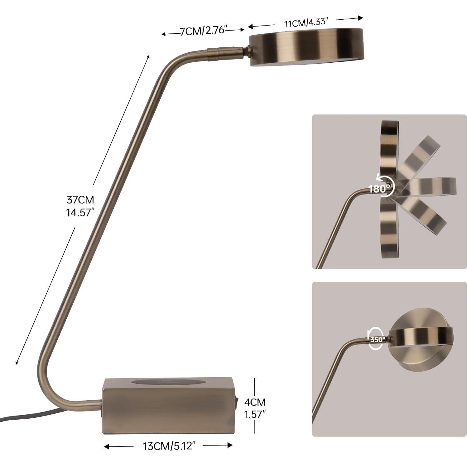 Lámpara de Escritorio LED Lianheng Dorada con Cargador Inalámbrico