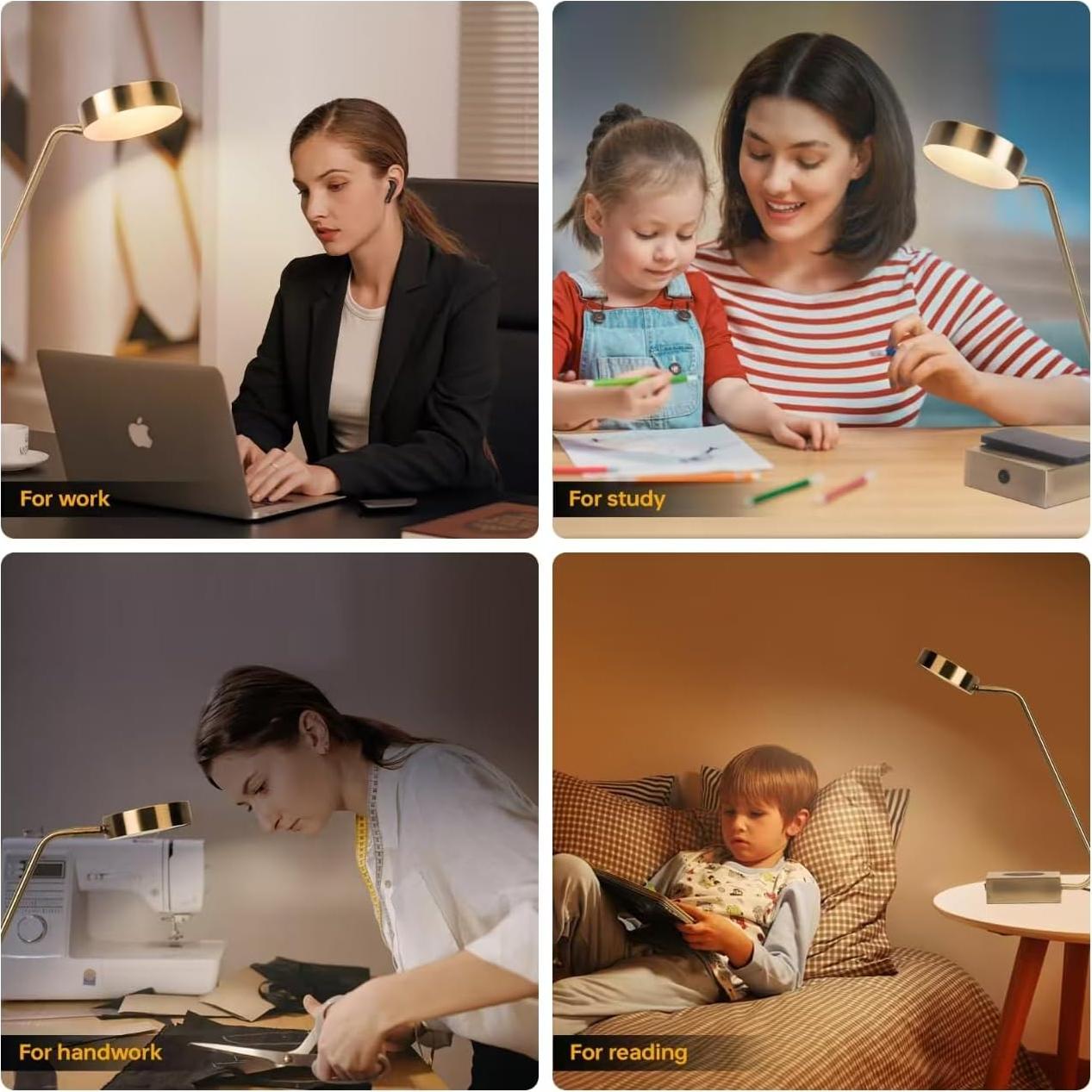 Lámpara de Escritorio LED Lianheng Dorada con Cargador Inalámbrico