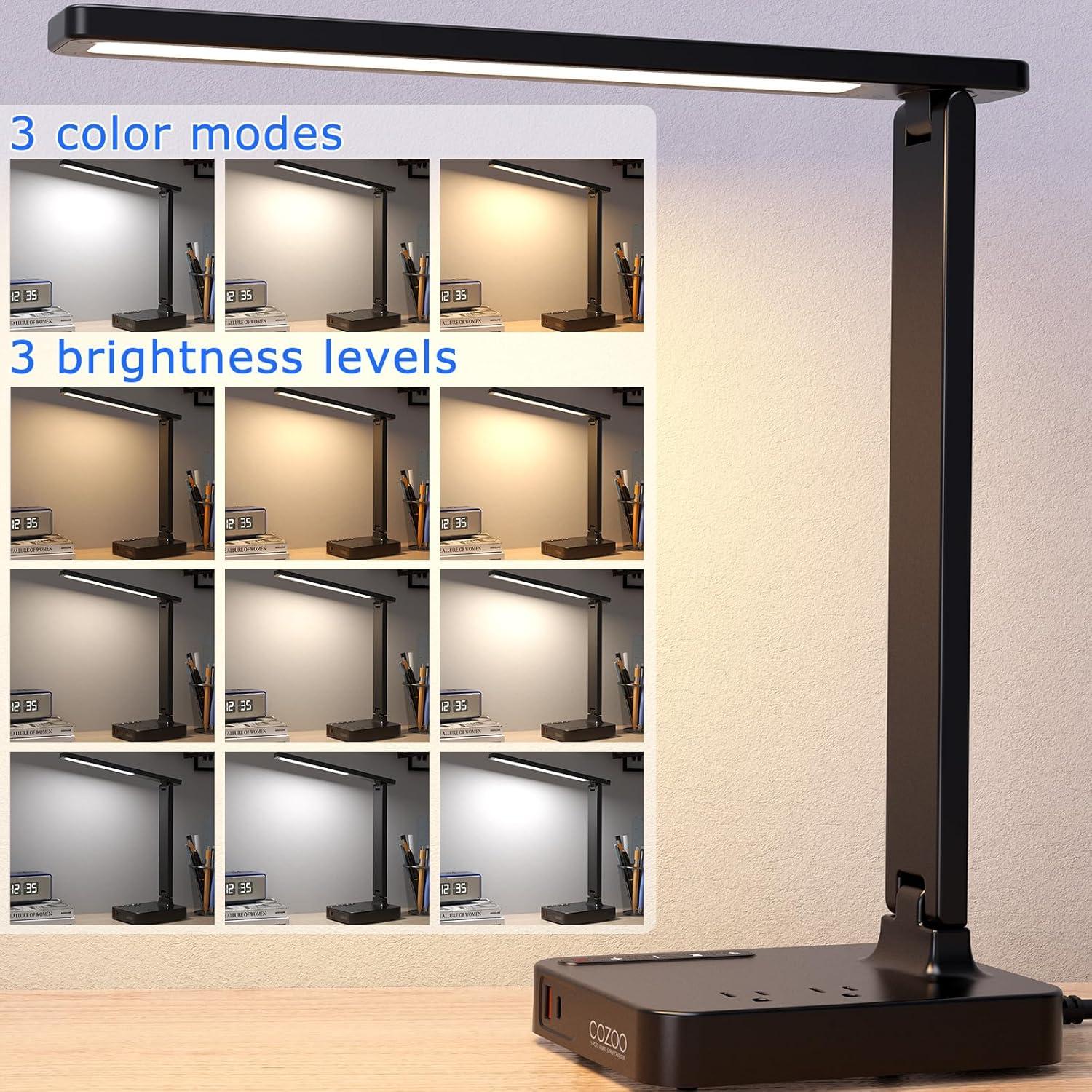 Lámpara de Escritorio LED COZOO con Cargador USB y Temporizador