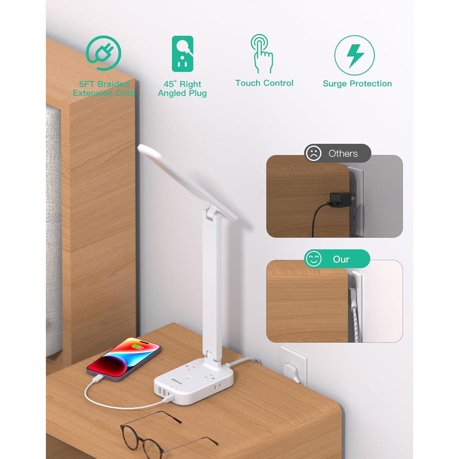 Regleta de Enchufes con Lámpara LED MIFASOPOWER 30W 4 USB